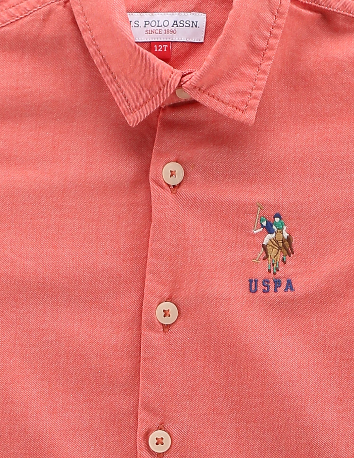 Boys Embroidered Logo Twill Shirt Vermillion - U.S. POLO ASSN. | Large
