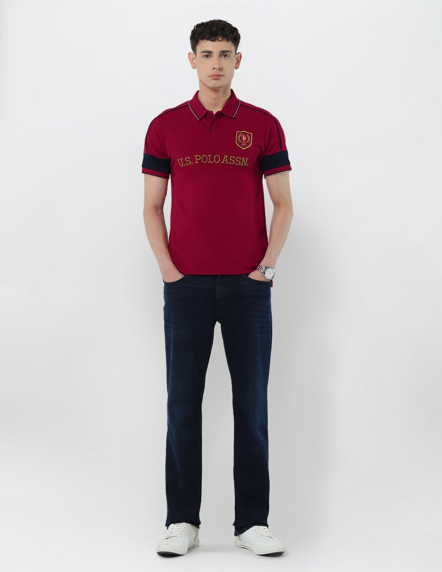 Brand Embroidered Slim Fit Polo Shirt Dark Red - U.S. POLO ASSN. | Large