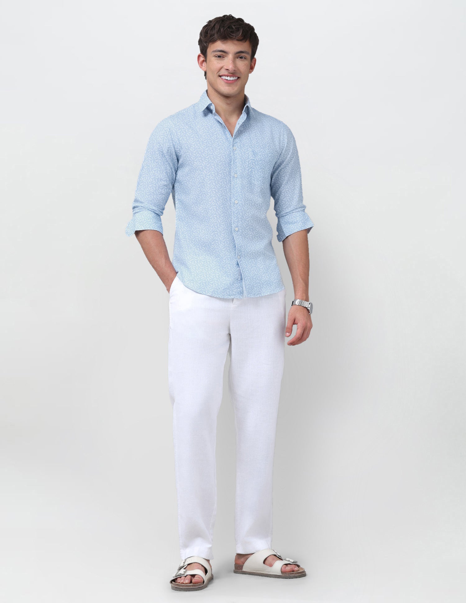Pacho X Tropical Printed Regular Fit Shirt Light Blue - U.S. Polo Assn. India | Large