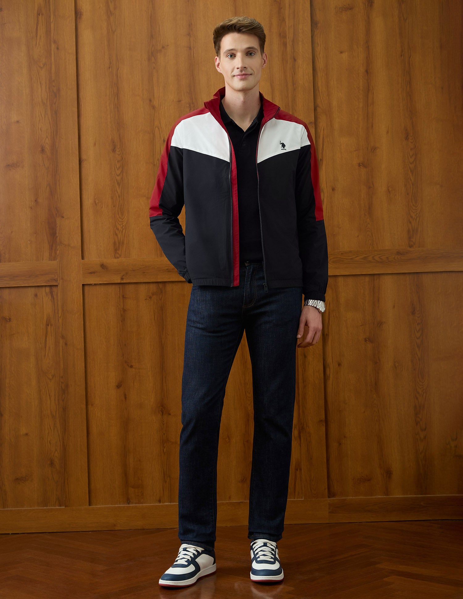 Colour Blocked Windcheater Jacket Navy - U.S. POLO ASSN. | Large