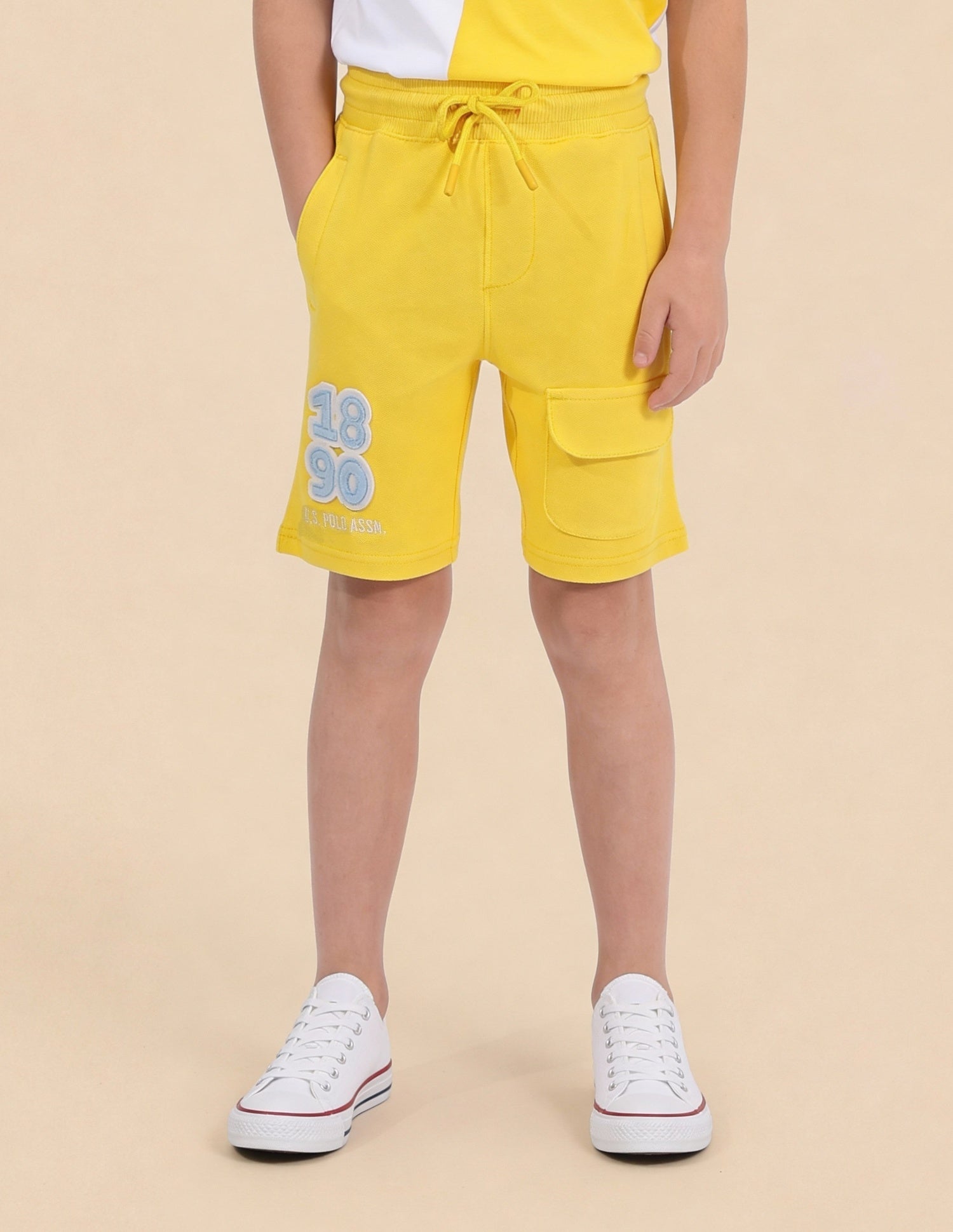 Brand Embroidered Regular Fit Shorts Light Yellow - U.S. Polo Assn. India | Large