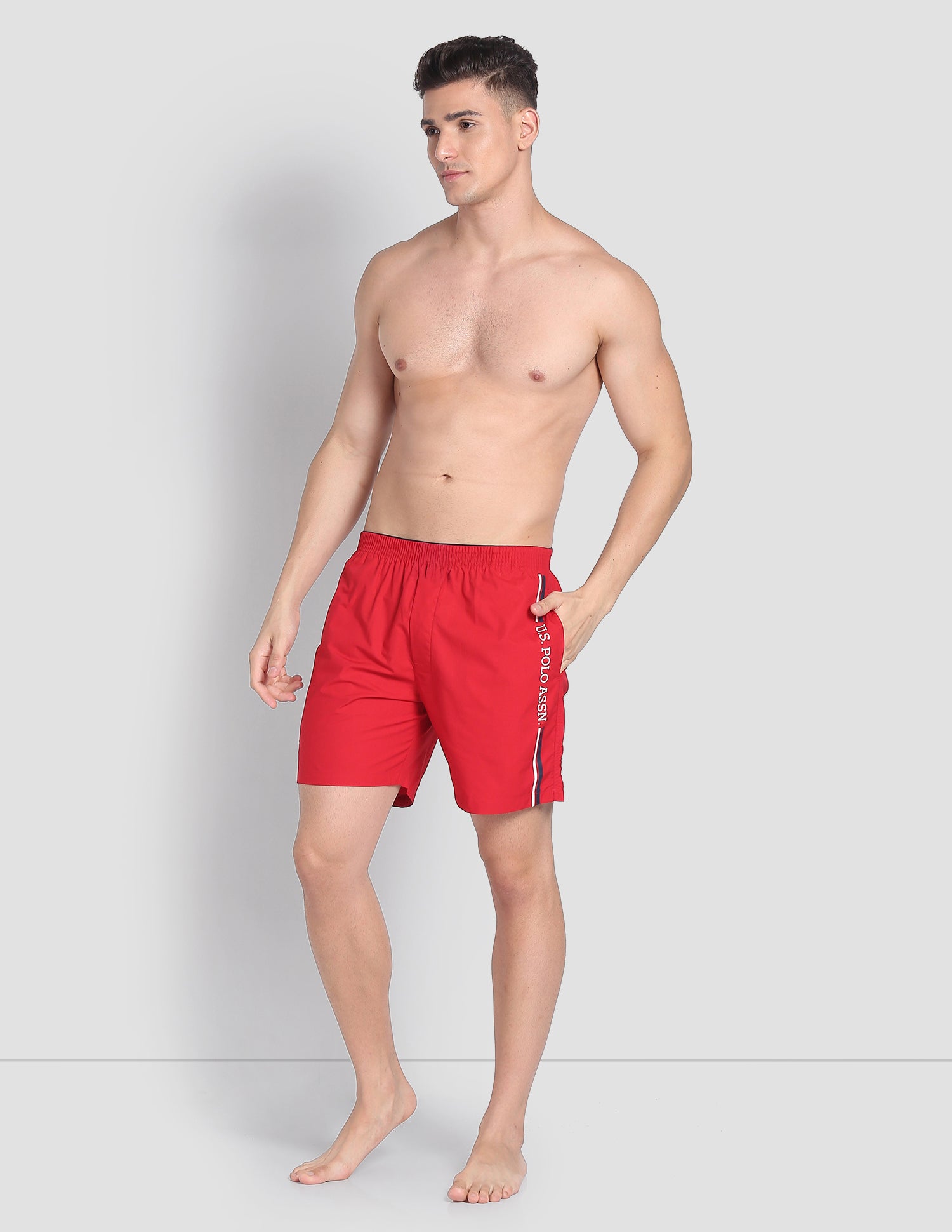 Brand Stripe Dual Pocket IYAX Boxers - Pack Of 1 Red - U.S. POLO ASSN. | Large