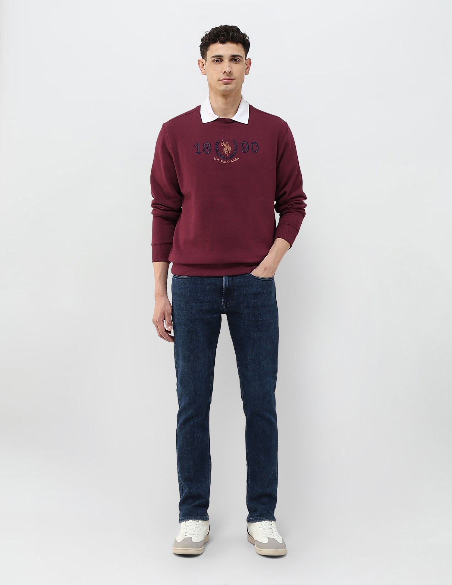 Numeric Brand Embroidered Regular Fit Sweatshirt Maroon - U.S. POLO ASSN. | Large