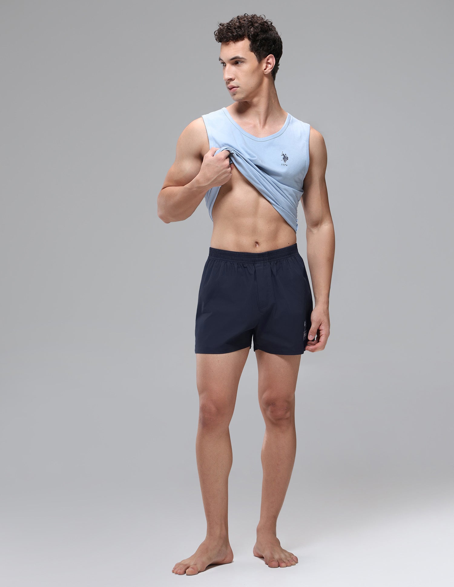 Pure Cotton Mid Rise OEX14 Boxers - Pack Of 1 Uspa Navy - U.S. Polo Assn. India | Large