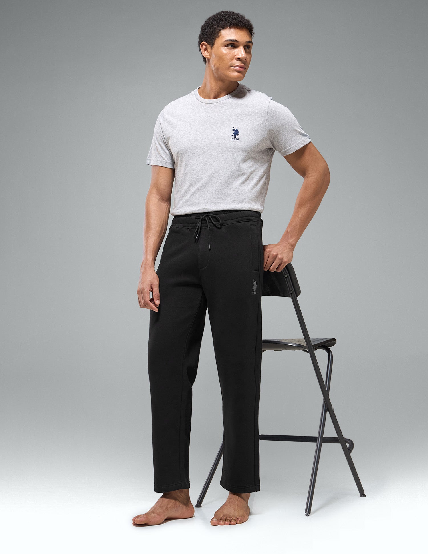 Cotton Fleece Relaxed Fit LR007 Track Pants Black - U.S. Polo Assn. India | Large