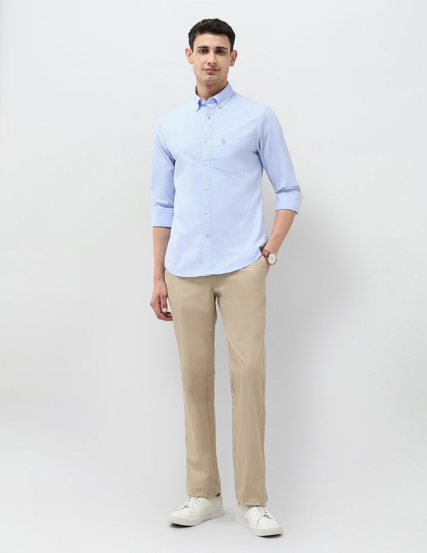 Tailored Fit Oxford Shirt Light Blue - U.S. Polo Assn. India | Large