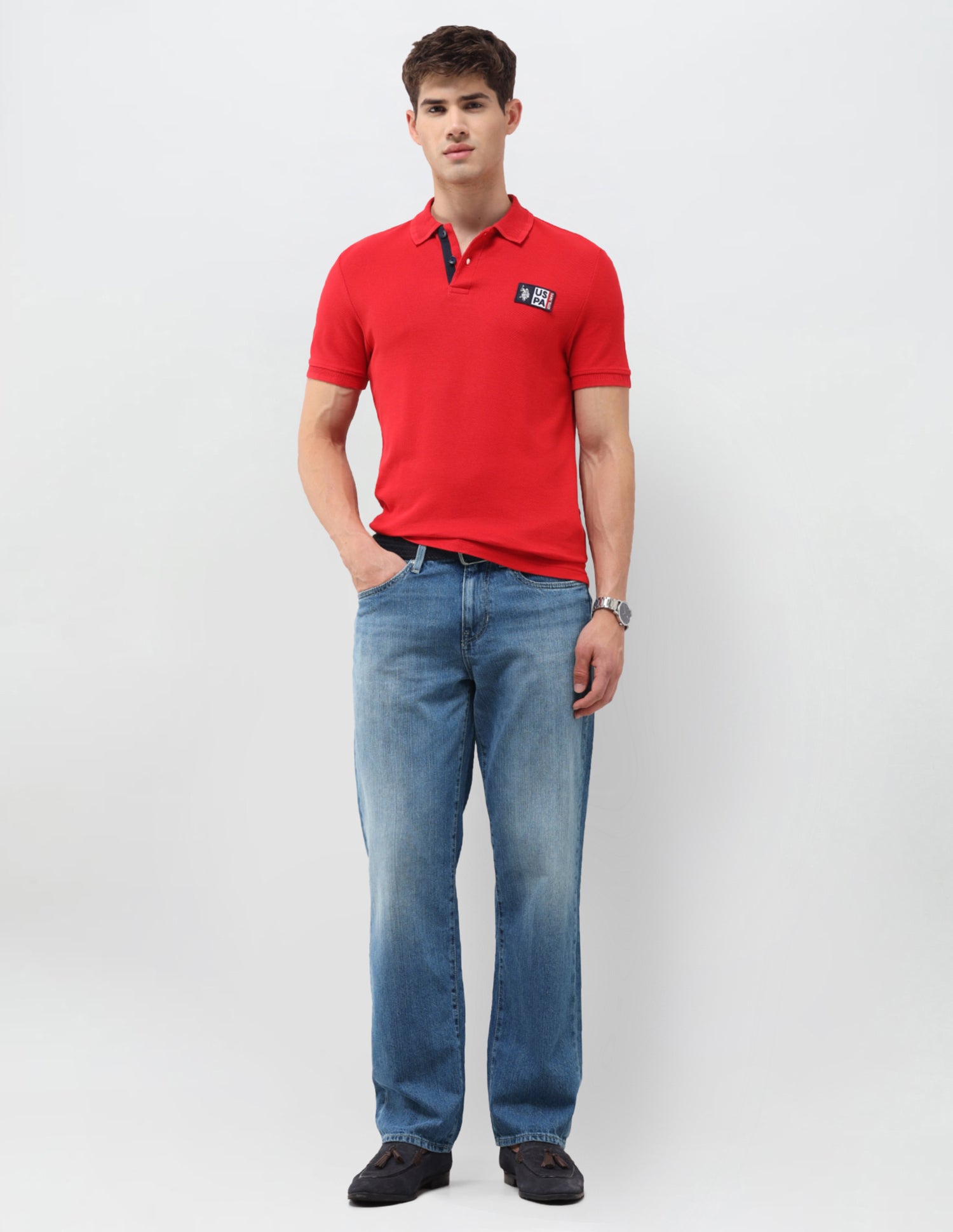 Shawn Relaxed Fit Blue Jeans Mid Blue - U.S. Polo Assn. India | Large