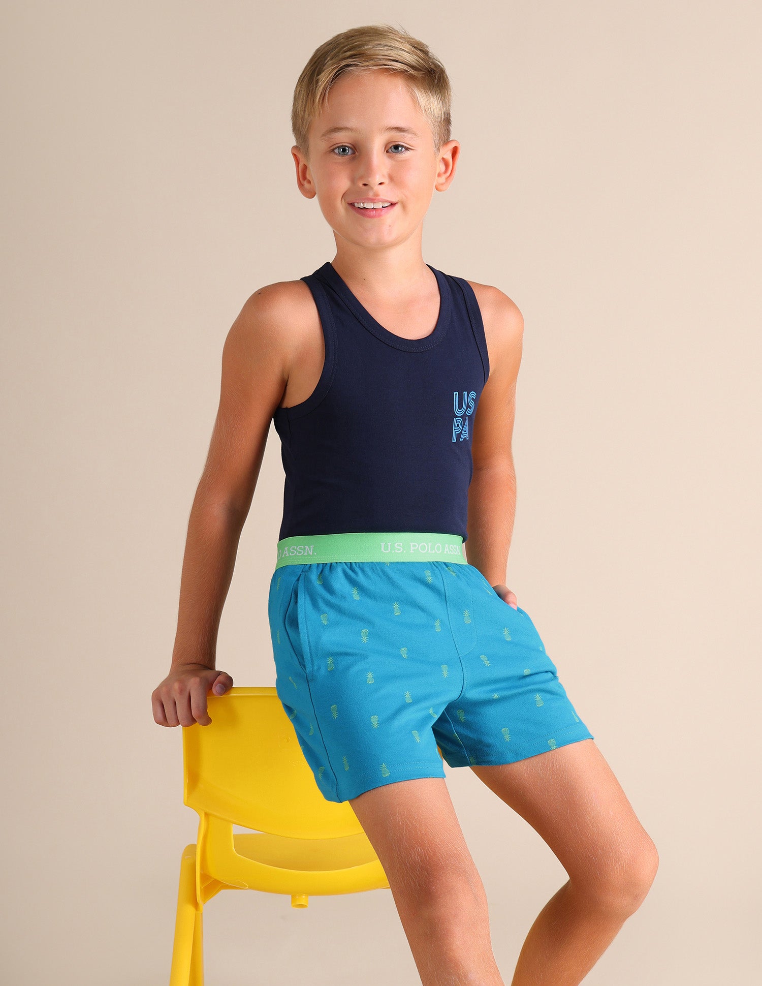 Pineapple Print EKX01 Lounge Shorts - Pack Of 2 Red and Blue - U.S. POLO ASSN. | Large