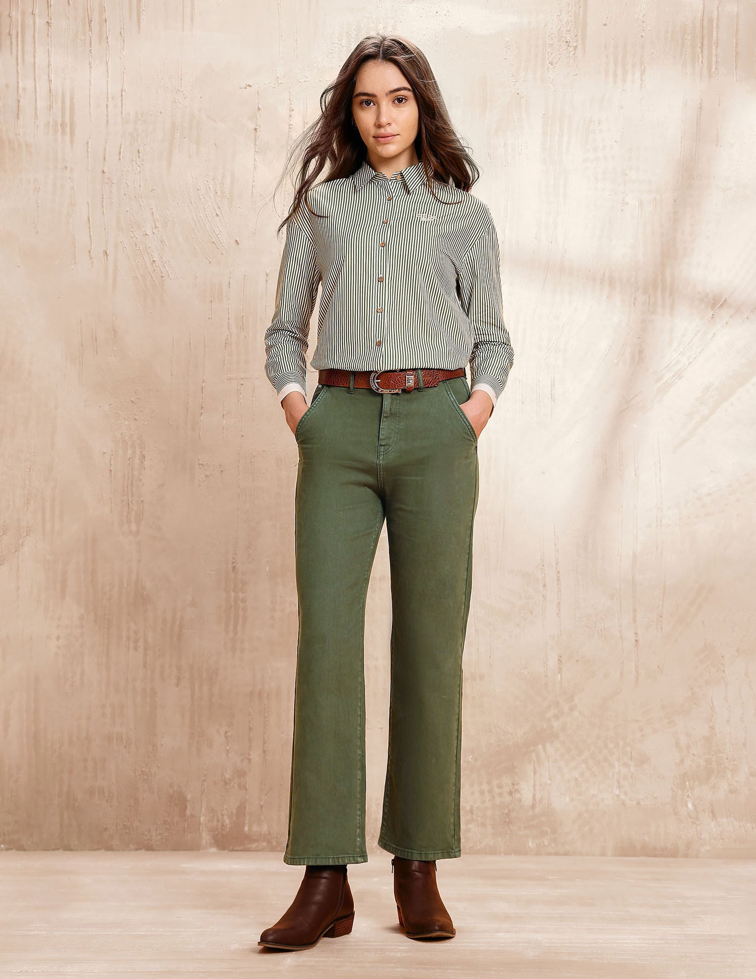 High Rise Straight Fit Jeans Green - U.S. POLO ASSN. | Large