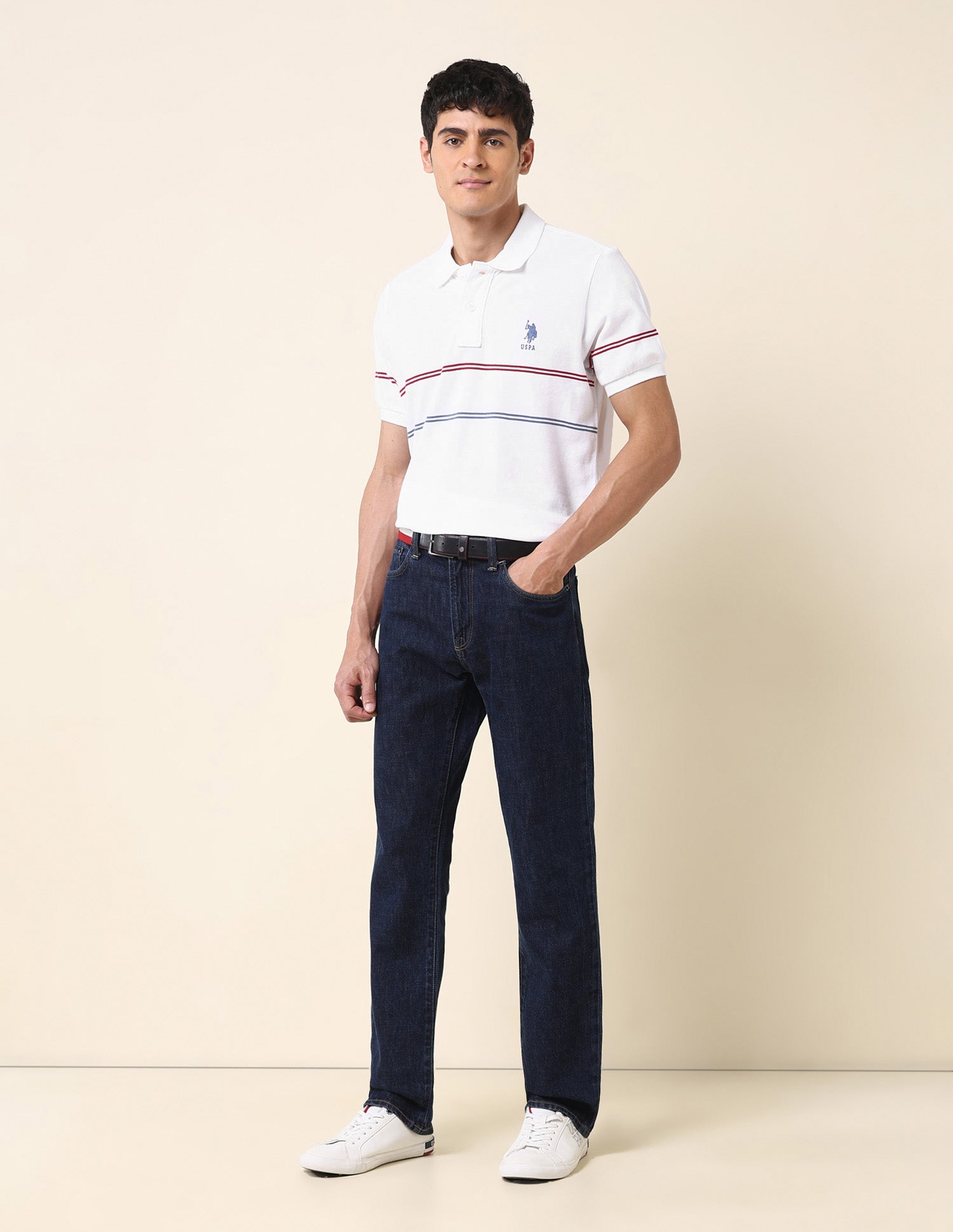 Horizontal Striped Classic Polo Shirt White - U.S. POLO ASSN. | Large