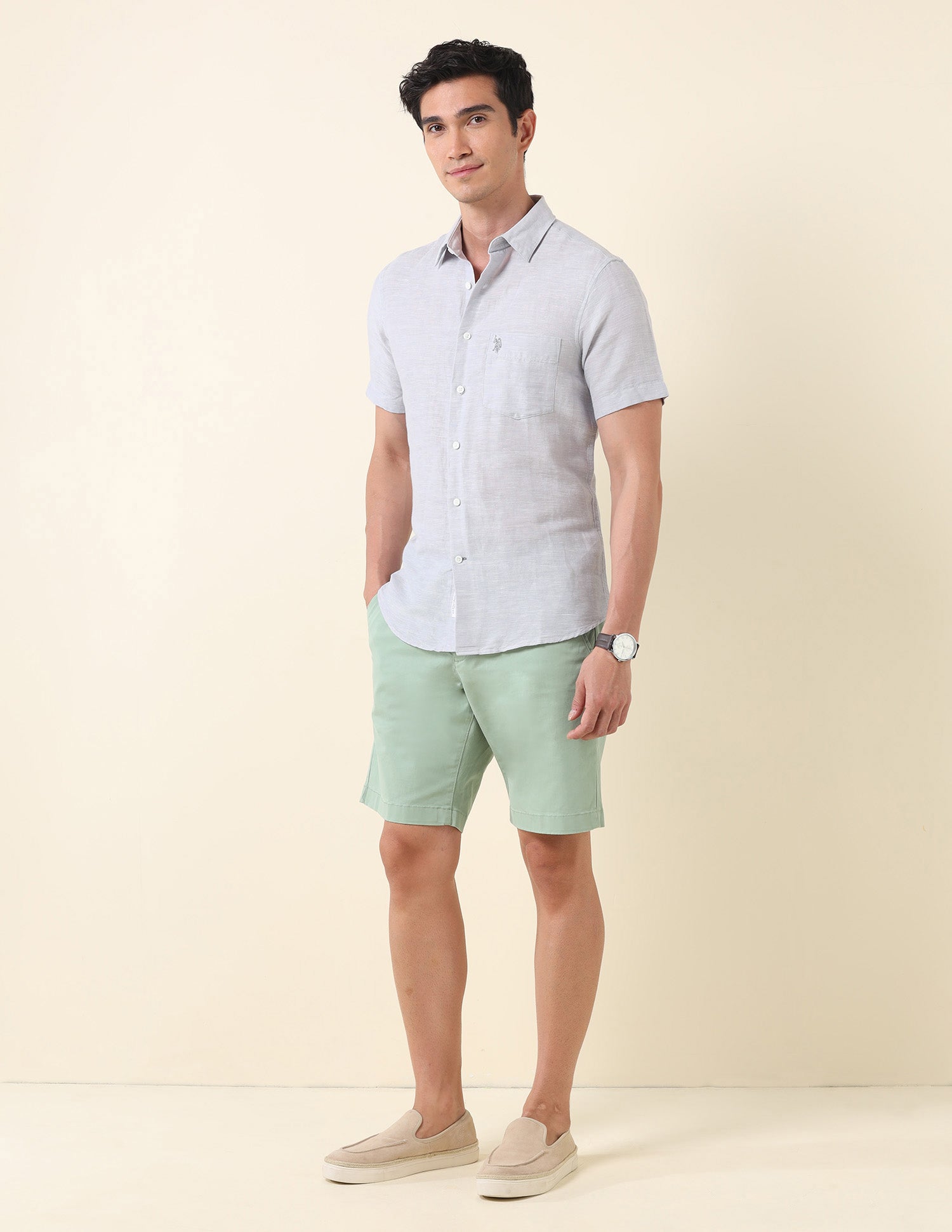 Textured Tailored Fit Shirt Grey - U.S. POLO ASSN. | Large