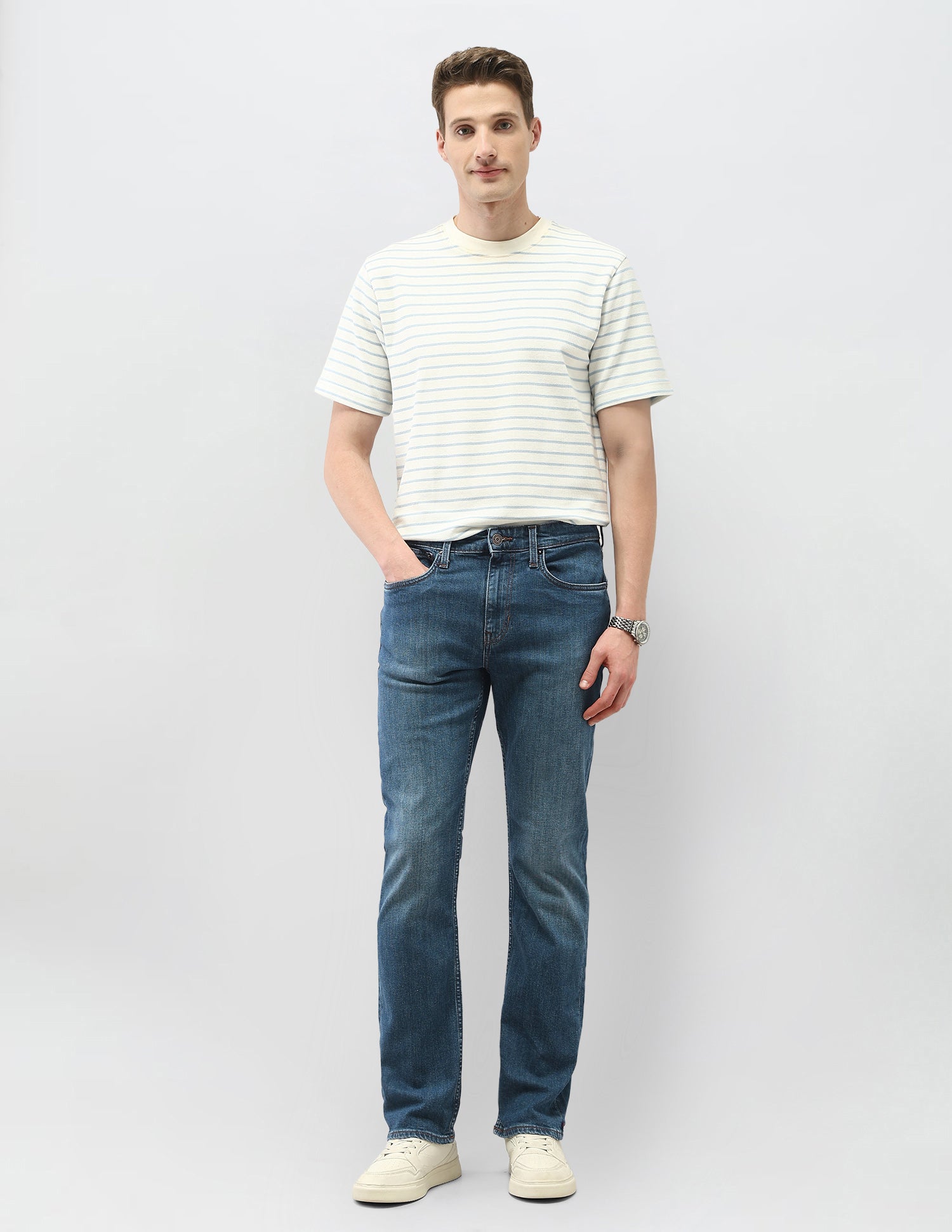 Harold Slim Straight Fit Stone Washed Jeans Mid Blue - U.S. Polo Assn. India | Large