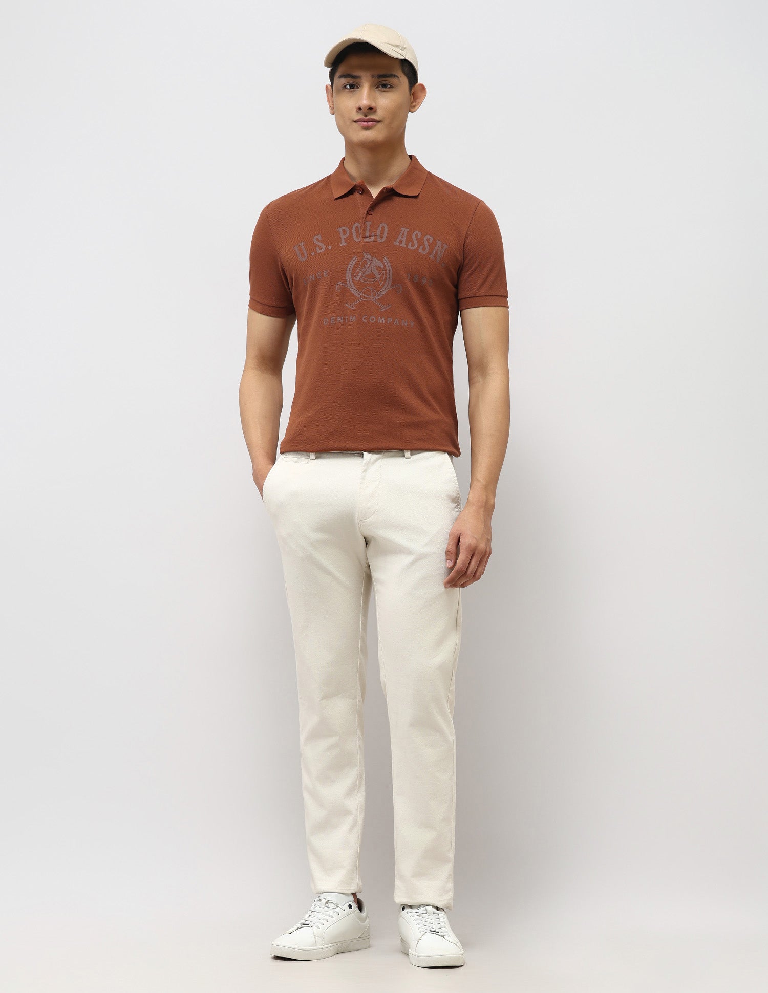 Brand Printed Muscle Fit Polo Shirt Rust - U.S. Polo Assn. India | Large