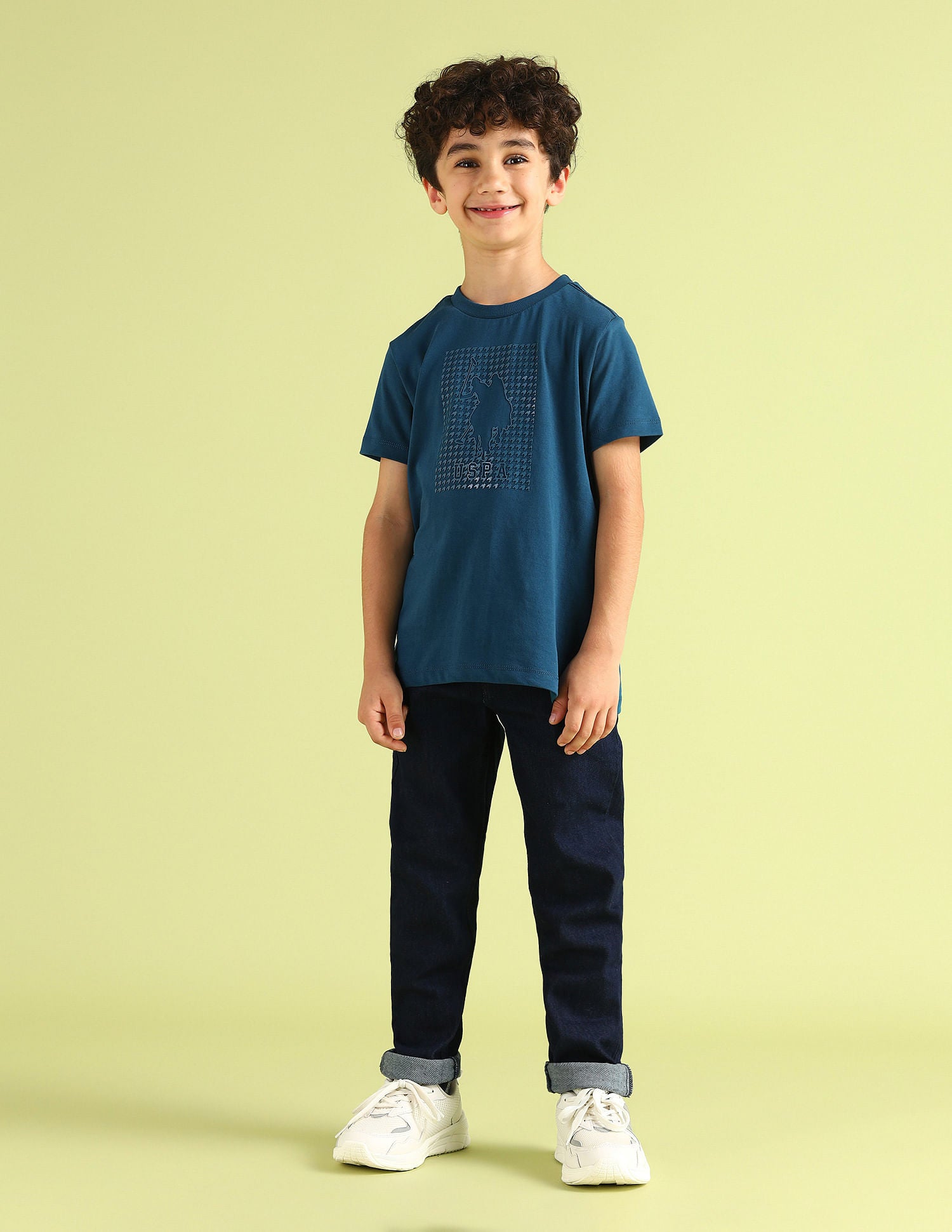 Boys Pure Cotton Regular T-shirt Blue - U.S. Polo Assn. India | Large