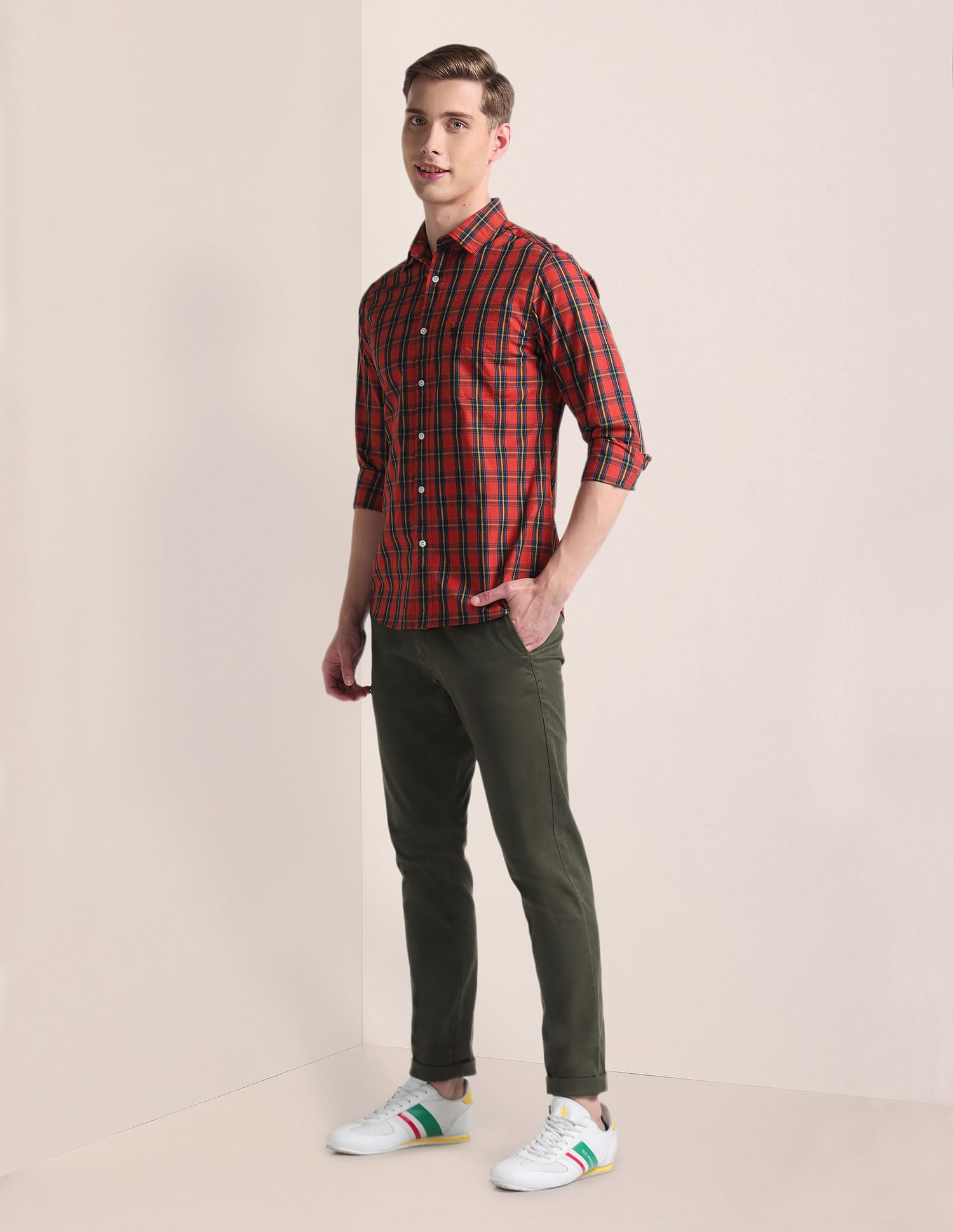 Tartan Check Tailored Fit Shirt Red - U.S. Polo Assn. India | Large