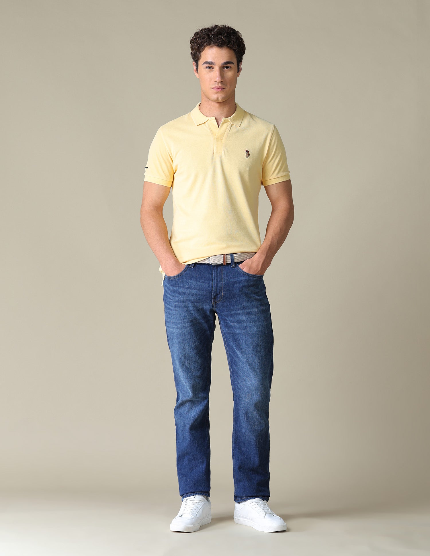 Solid Regular Fit Polo Shirt Light Yellow - U.S. Polo Assn. India | Large