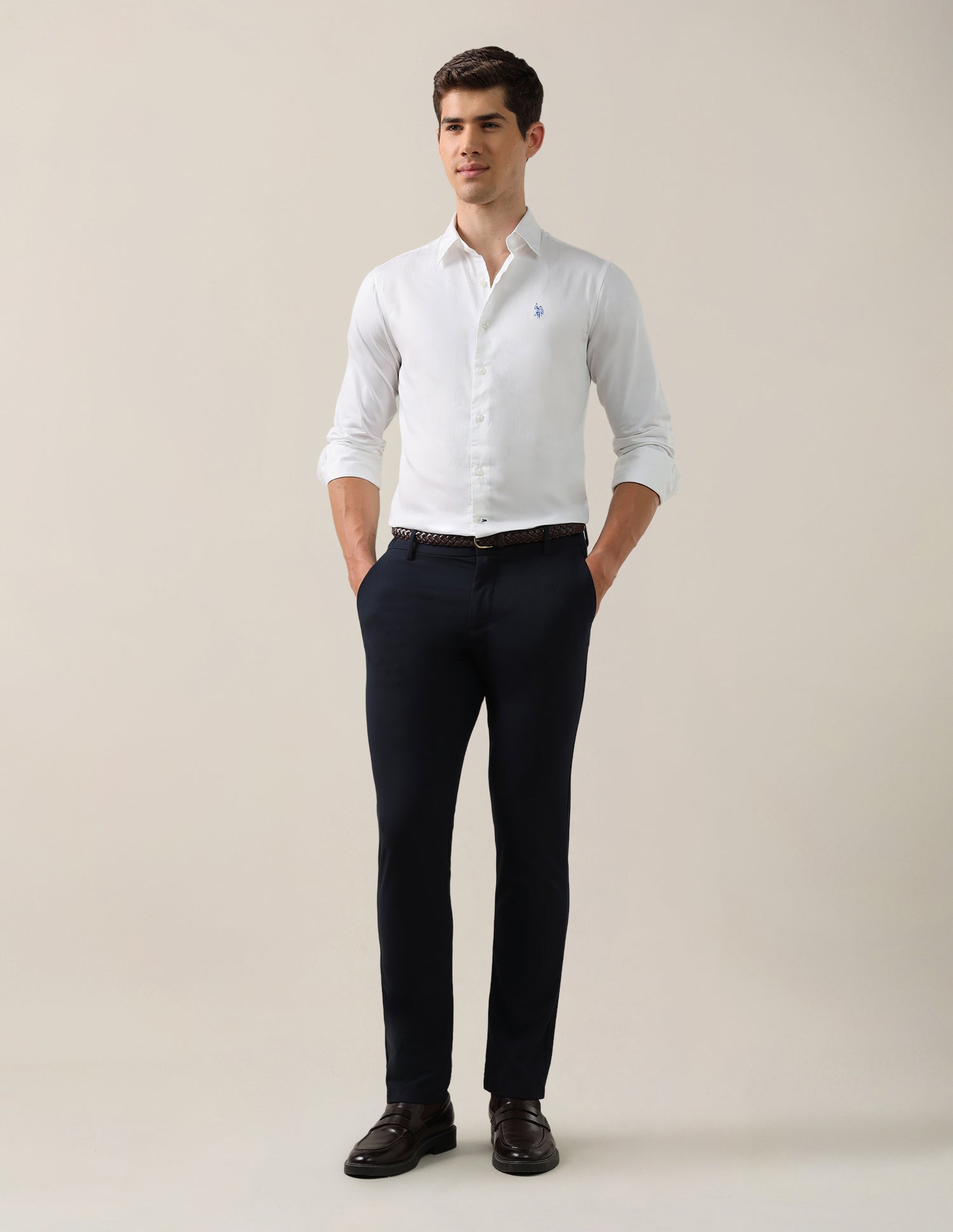 Satin Tailored Fit Shirt White - U.S. Polo Assn. India | Large