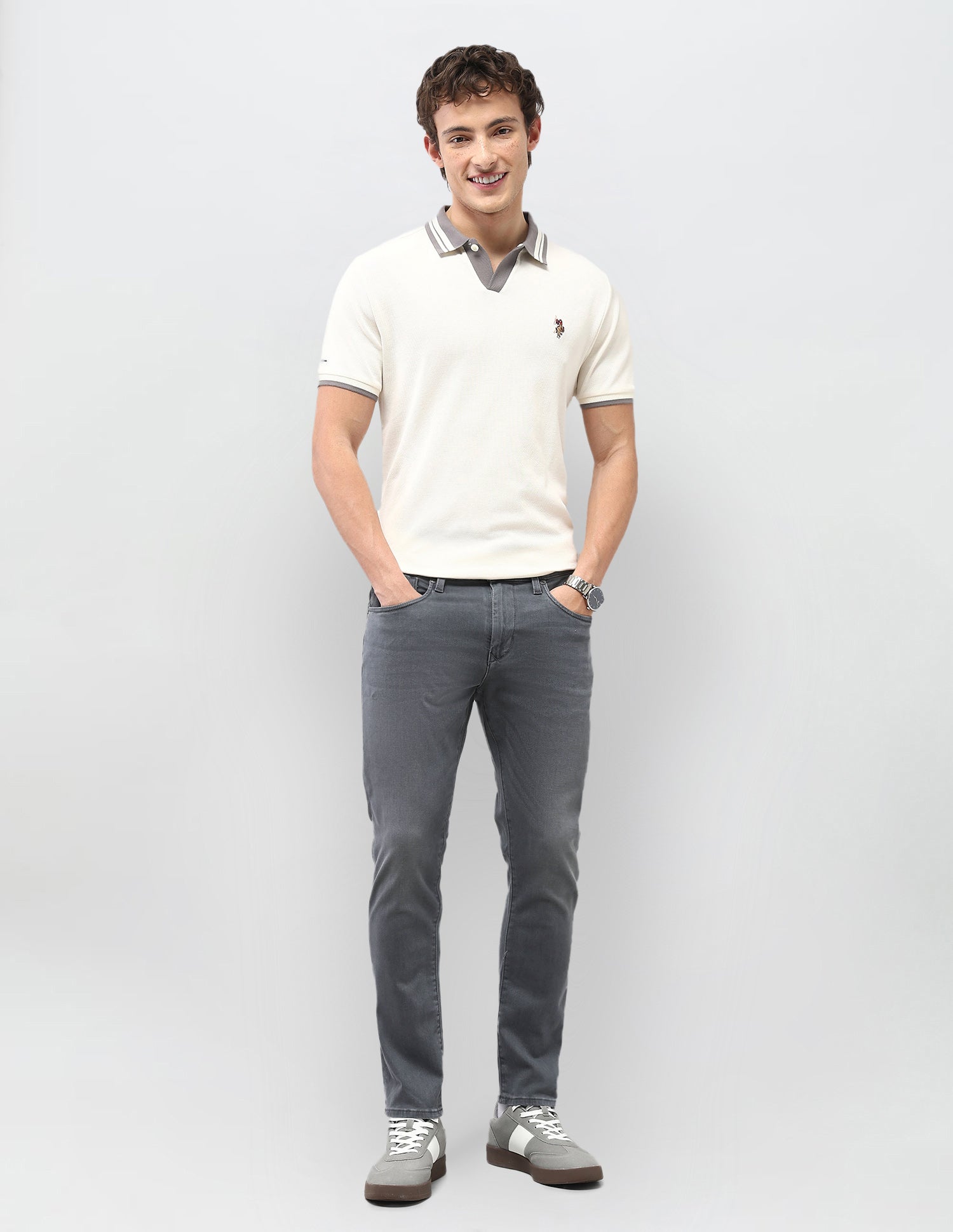 Henry Tapered Fit Whiskered  Jeans Grey - U.S. Polo Assn. India | Large
