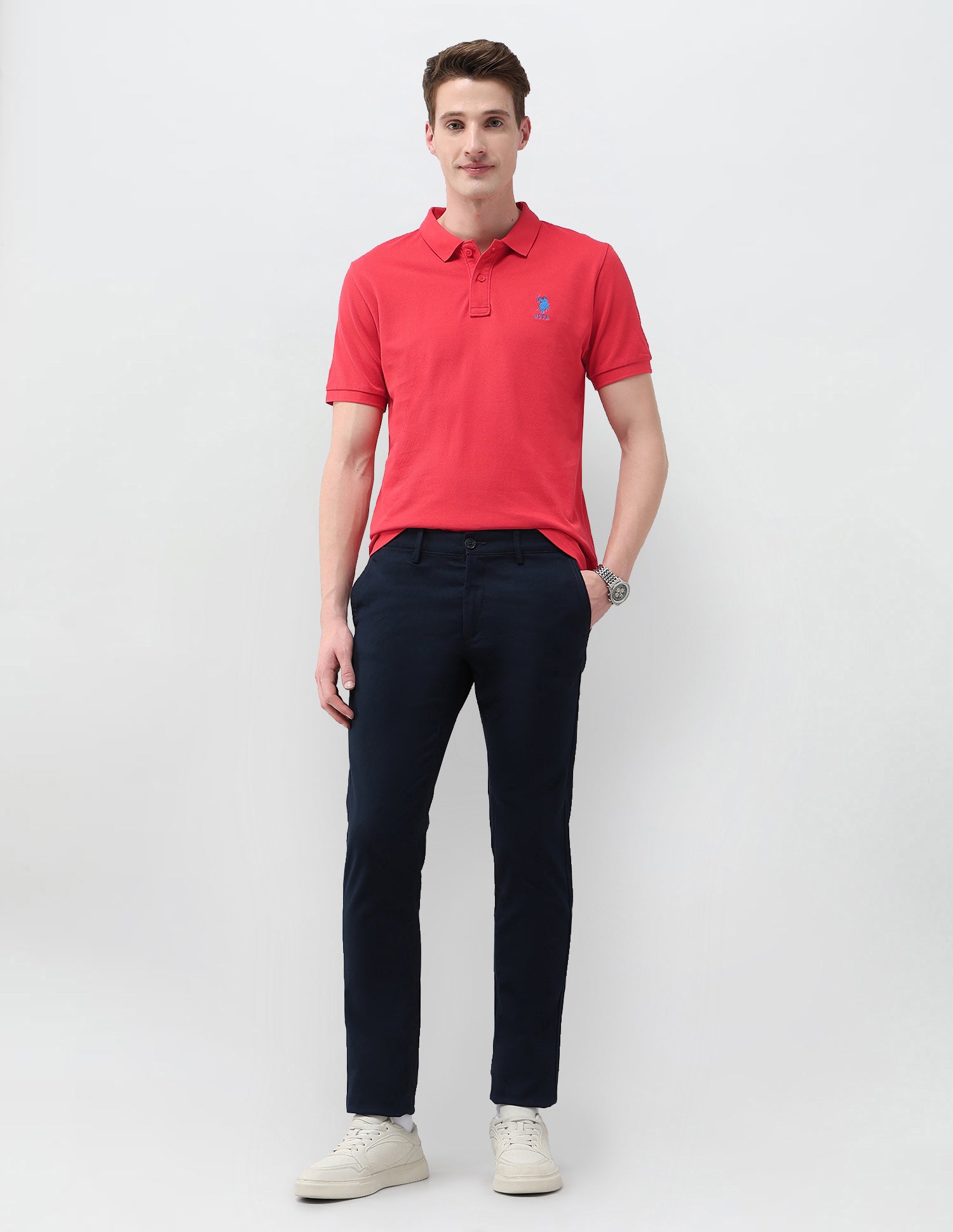 Solid Slim Fit Polo Shirt Dark Orange - U.S. Polo Assn. India | Large