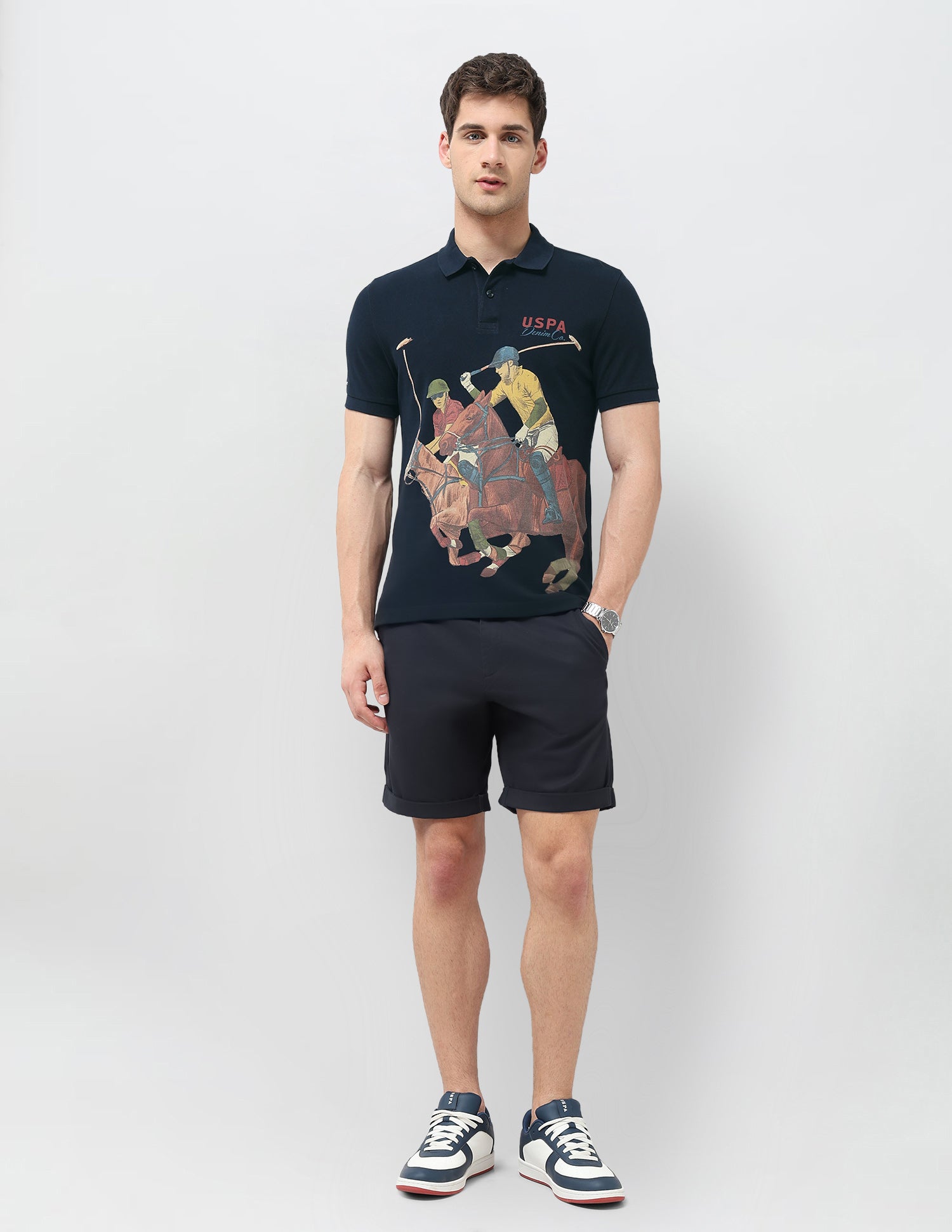 Graphic Printed Regular Fit Polo Shirt Navy - U.S. POLO ASSN. | Large