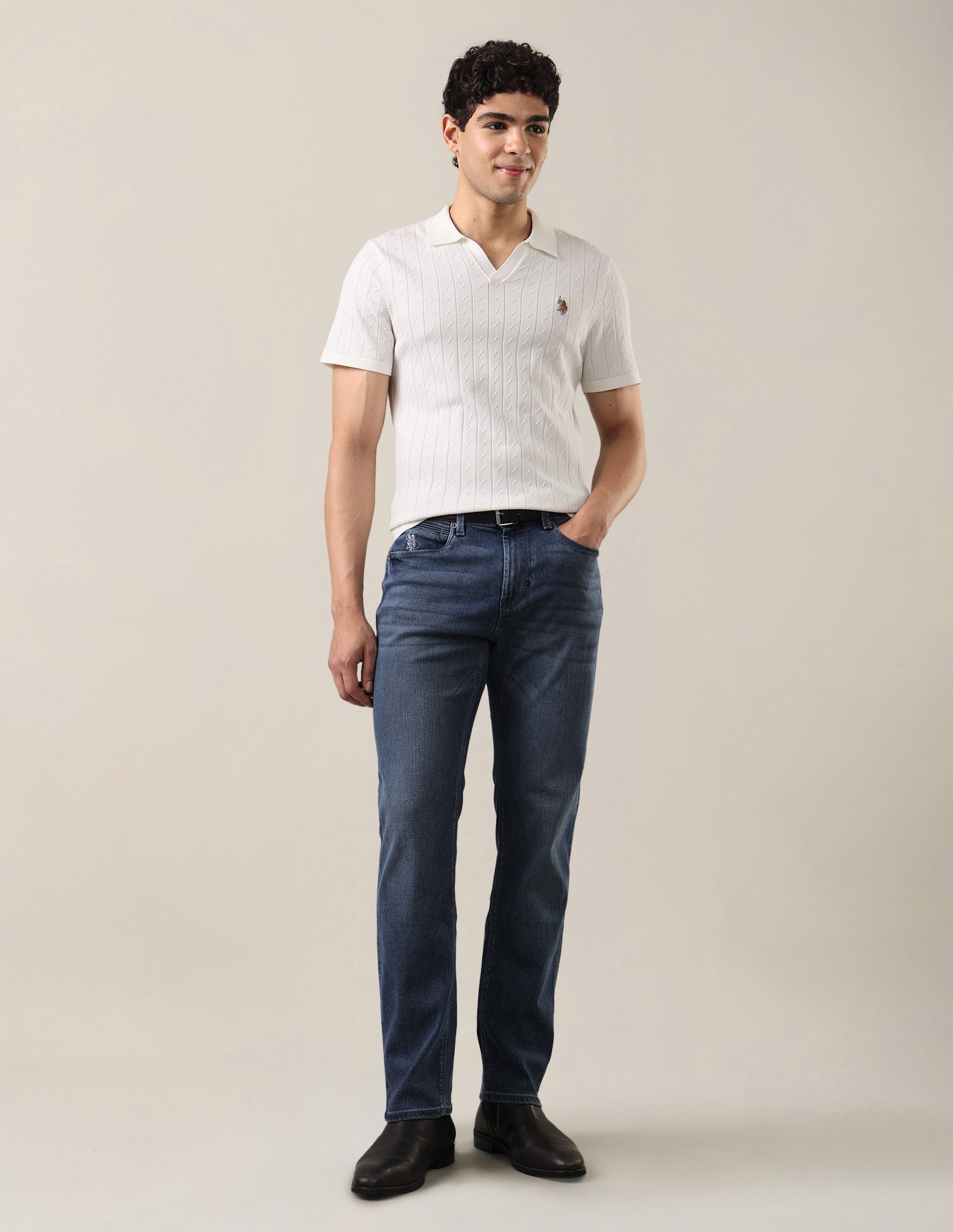 Harold Slim Straight Fit Blue Jeans Mid Blue - U.S. Polo Assn. India | Large