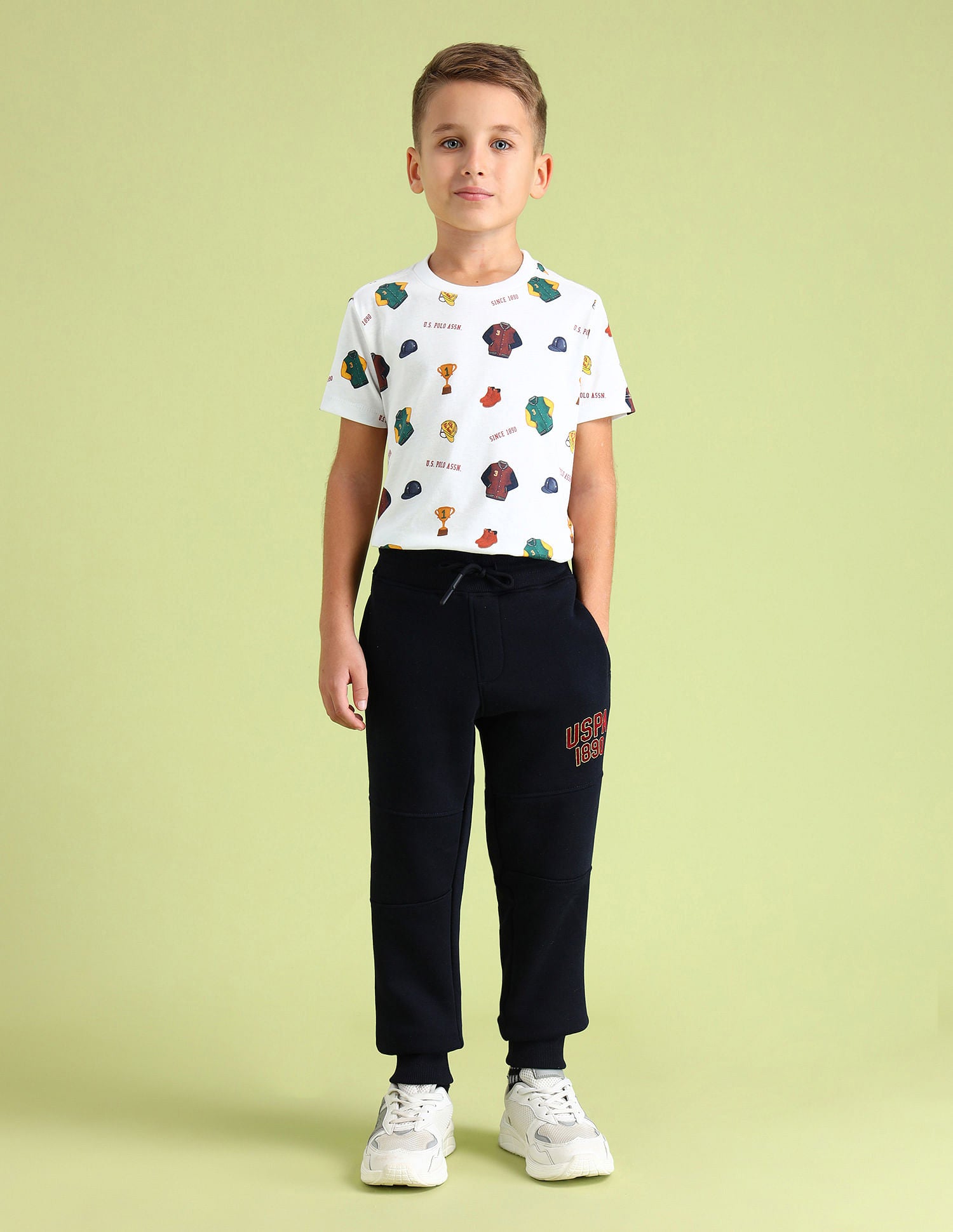 Boys Brand Printed Joggers Navy - U.S. Polo Assn. India | Large