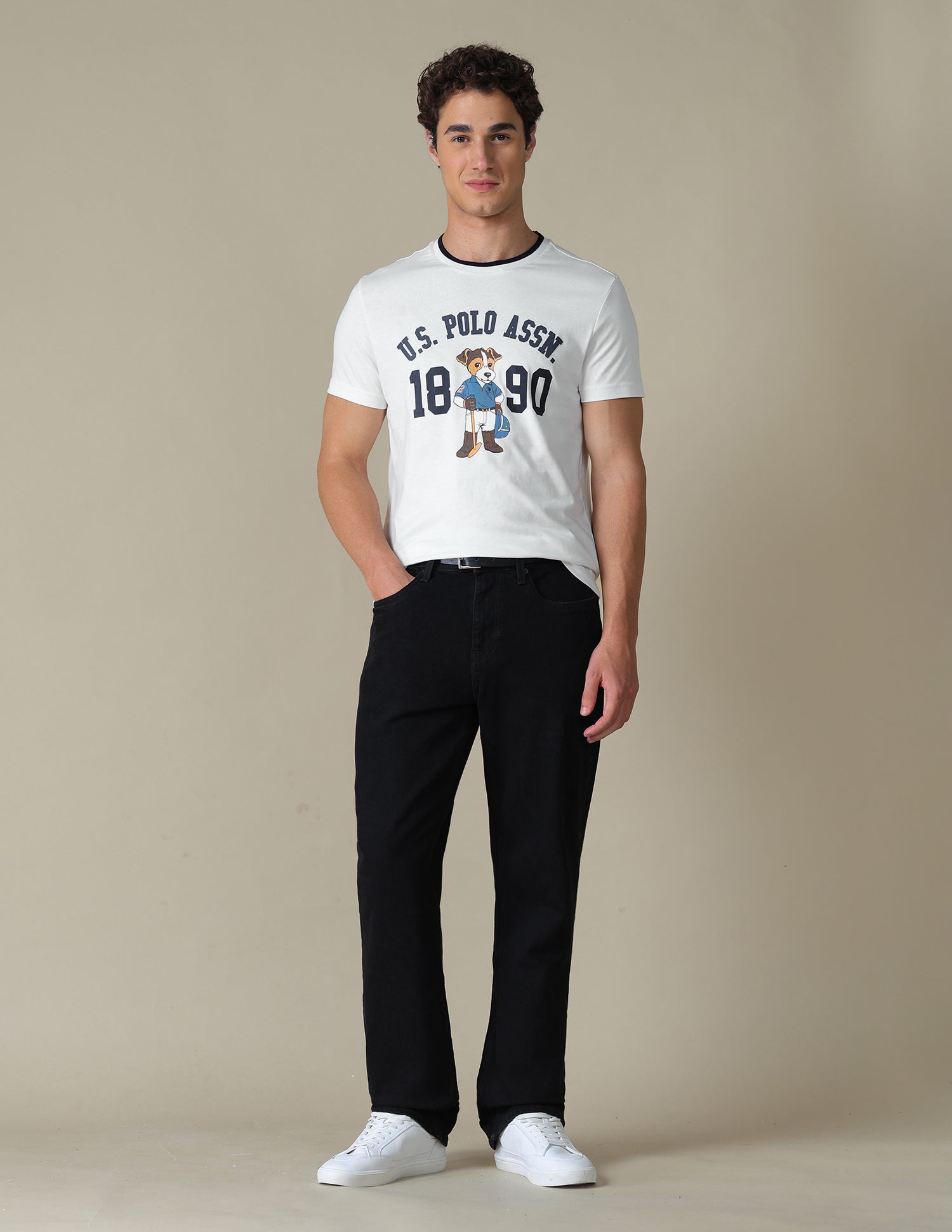 Graphic Brand Printed Slim Fit T-Shirt Ivory - U.S. Polo Assn. India | Large