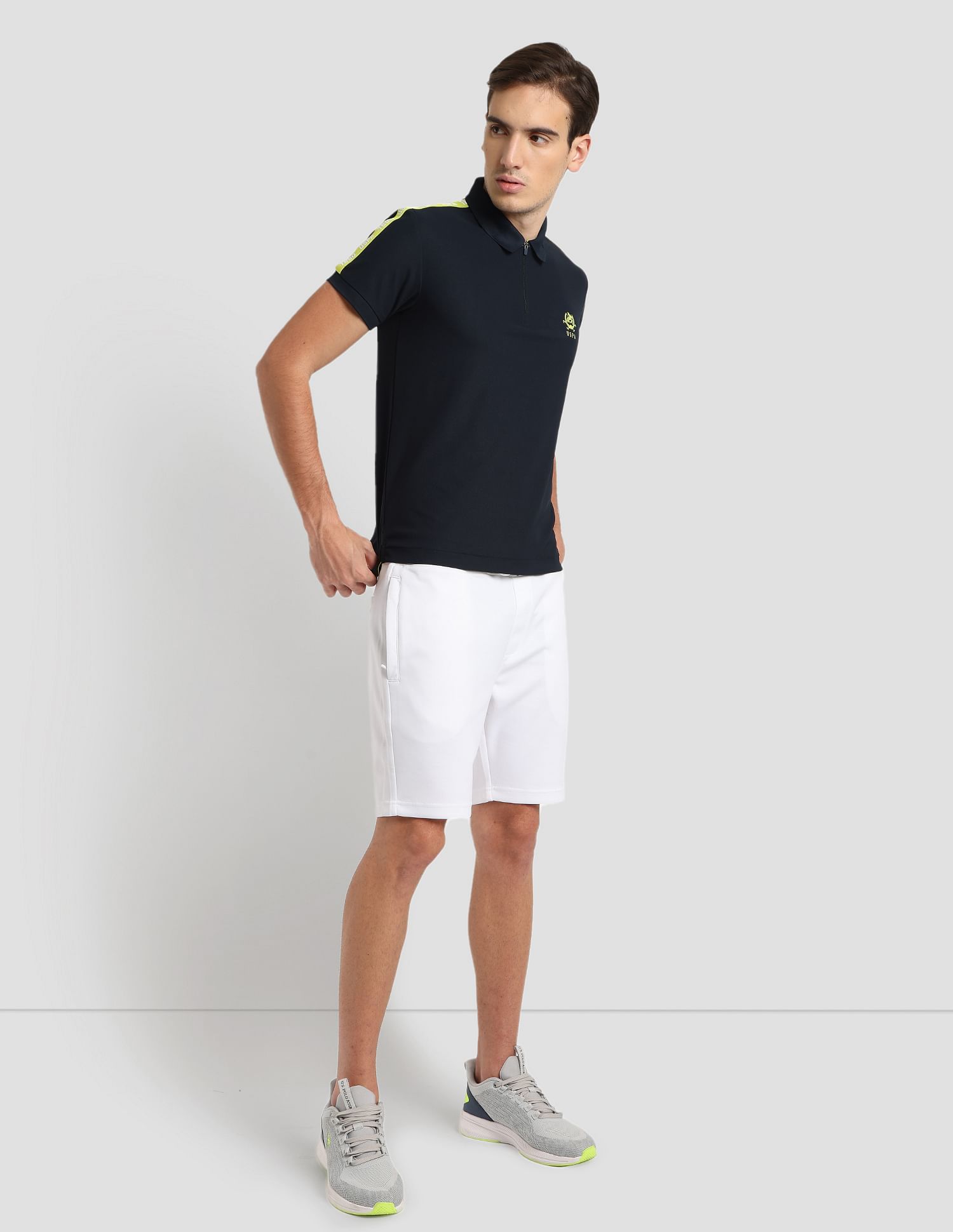 Brand Tape Zipper Active Polo Shirt Navy - U.S. POLO ASSN. | Large