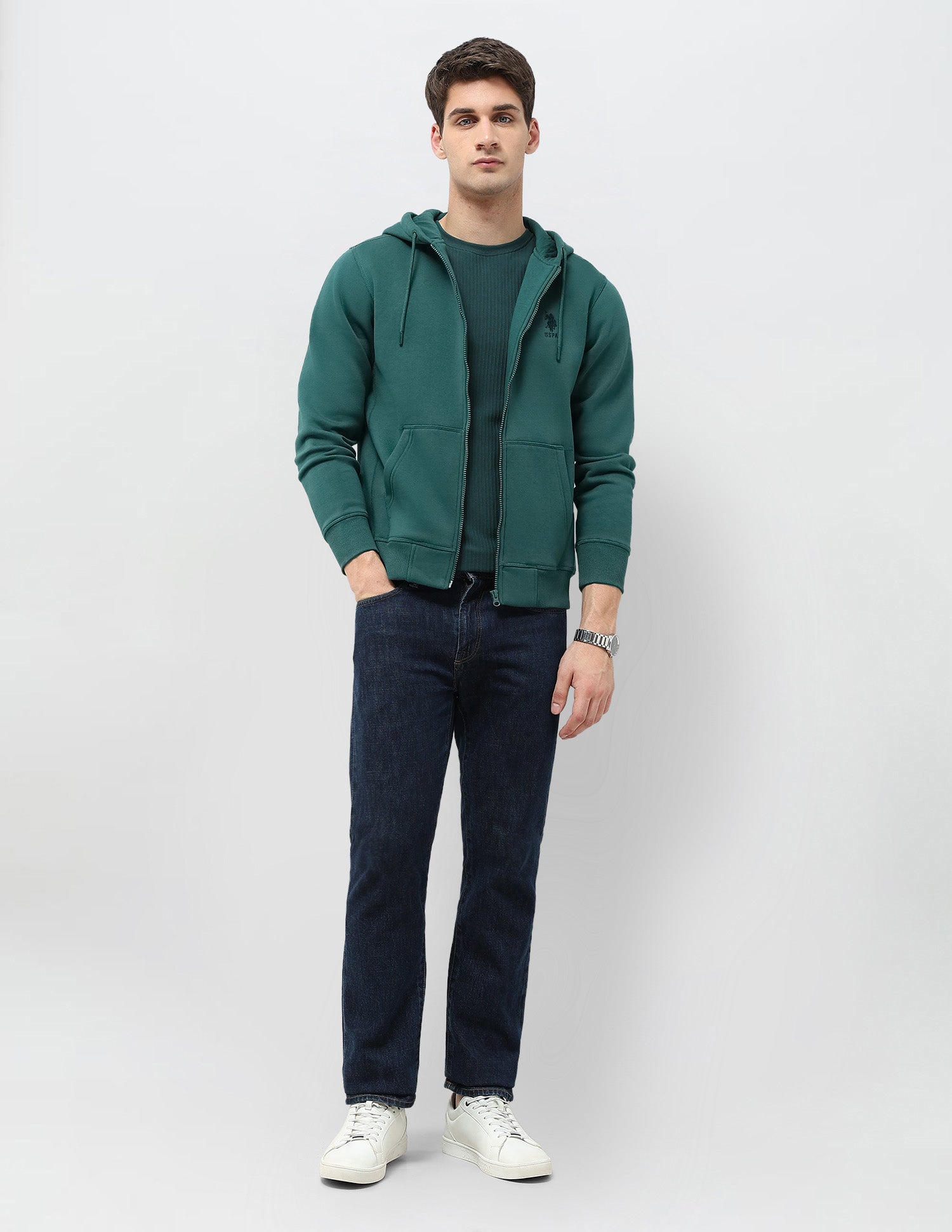 Solid Hooded Sweatshirt Dark Green - U.S. POLO ASSN. | Large