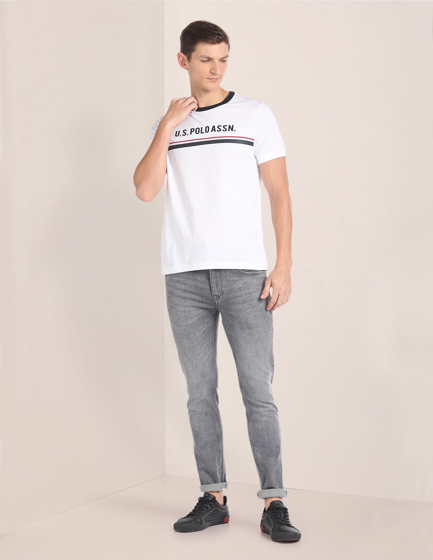 Crew Neck Graphic Print T-Shirt White - U.S. POLO ASSN. | Large