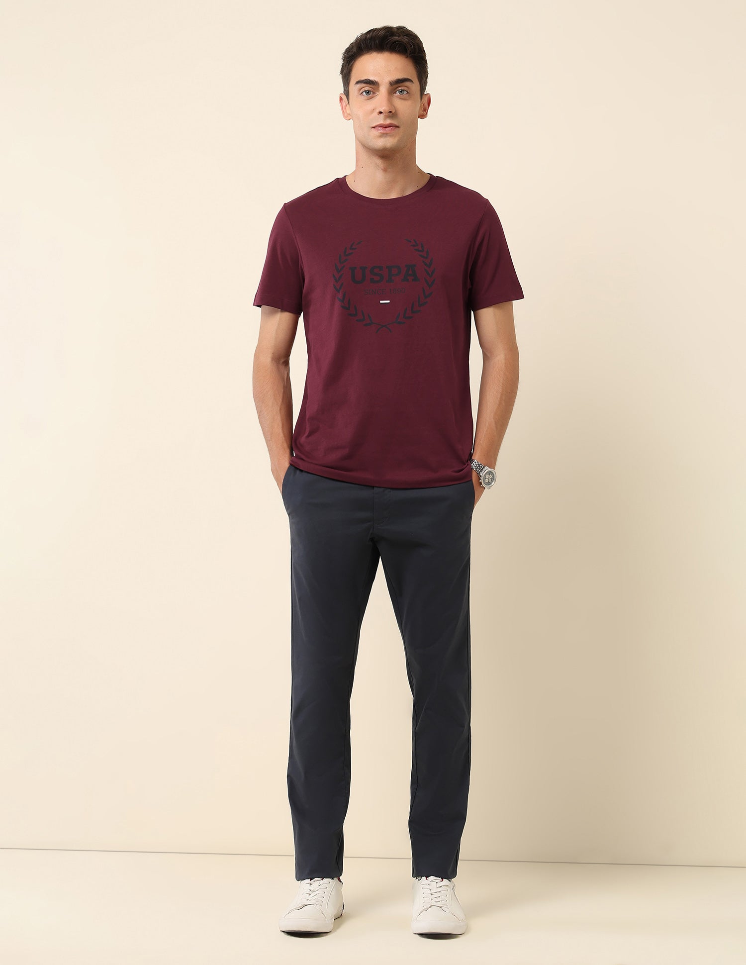 Brand Printed Slim Fit T-Shirt Maroon - U.S. POLO ASSN. | Large