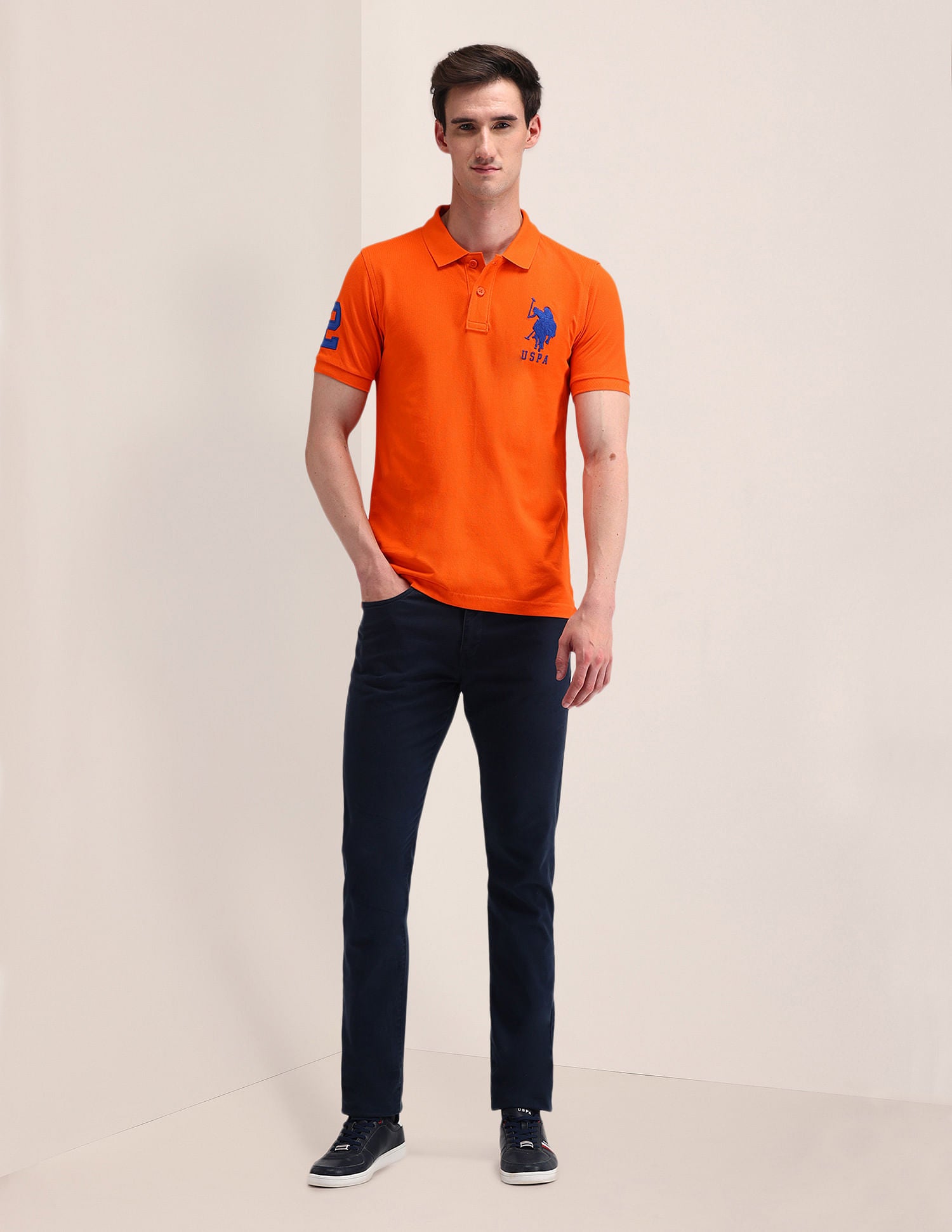 Solid Slim Fit Polo Shirt Orange - U.S. POLO ASSN. | Large