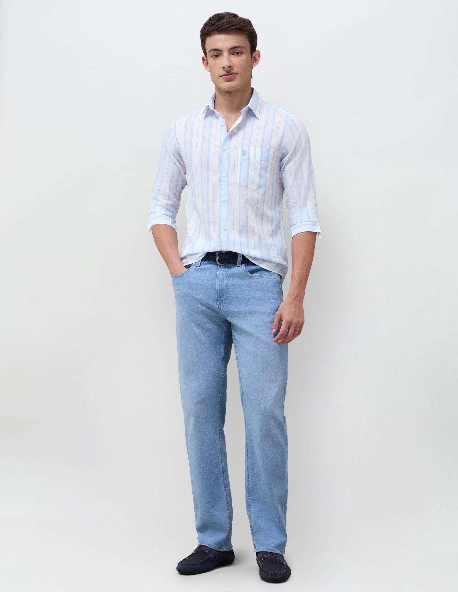 Vertical Striped Regular Fit Shirt Blue - U.S. Polo Assn. India | Large