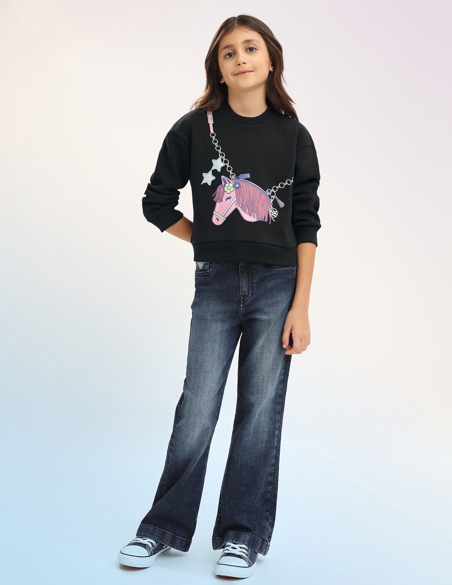 Graphic Printed Regular Fit Sweatshirt Black - U.S. POLO ASSN. | Large