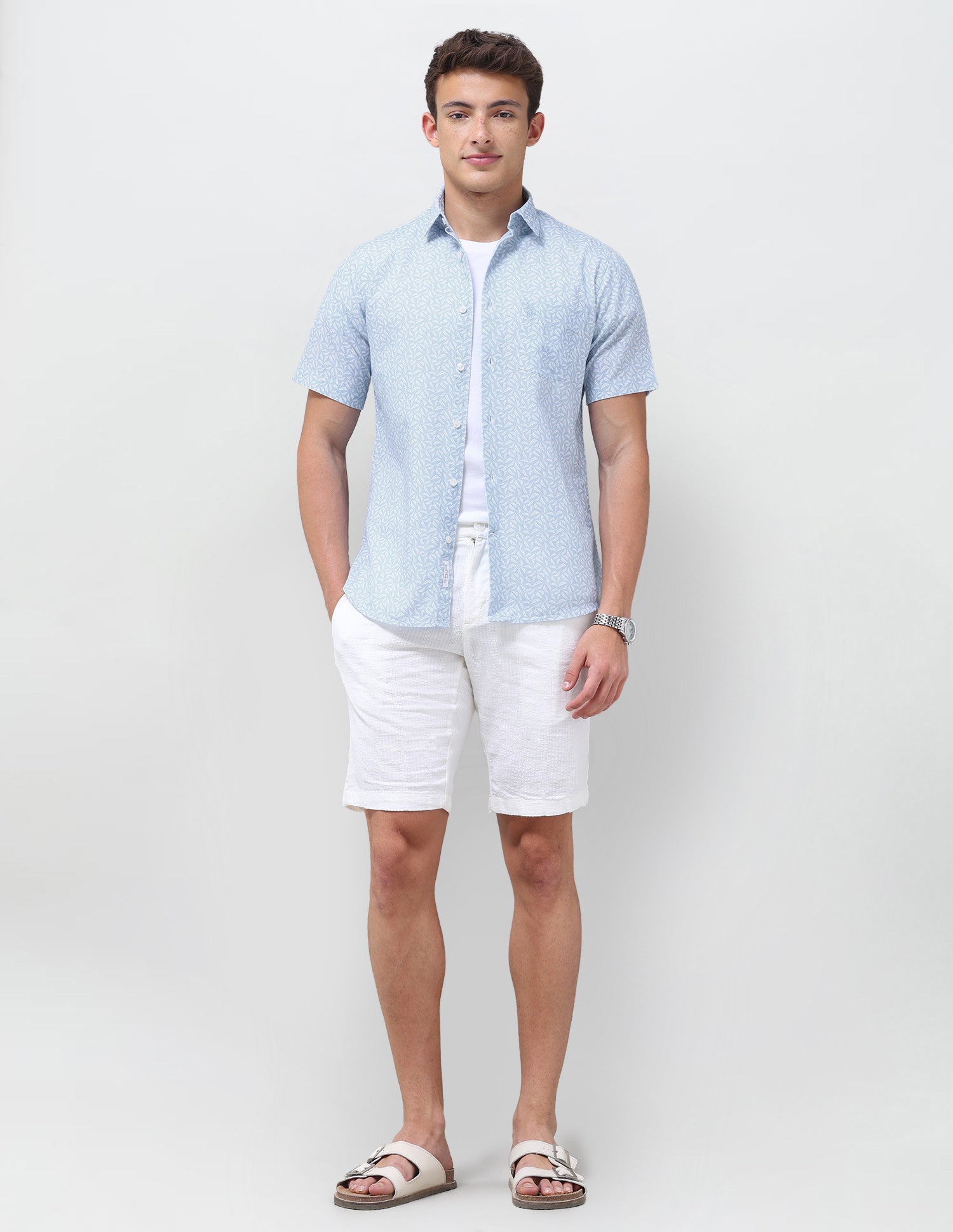 Tropical Printed Regular Fit Shirt Light Blue - U.S. Polo Assn. India | Large