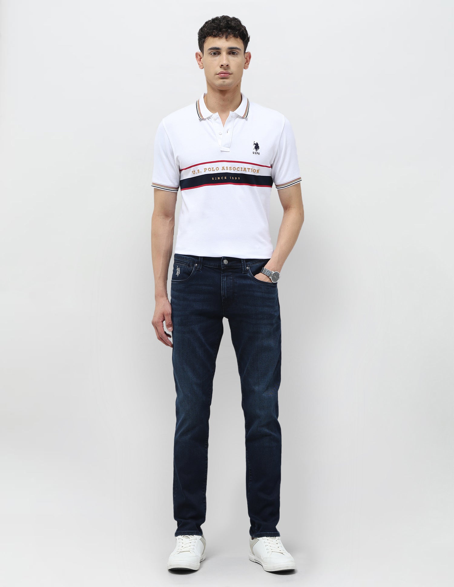 Brandon Slim-Tapered Fit Blue Jeans Dark Blue - U.S. POLO ASSN. | Large