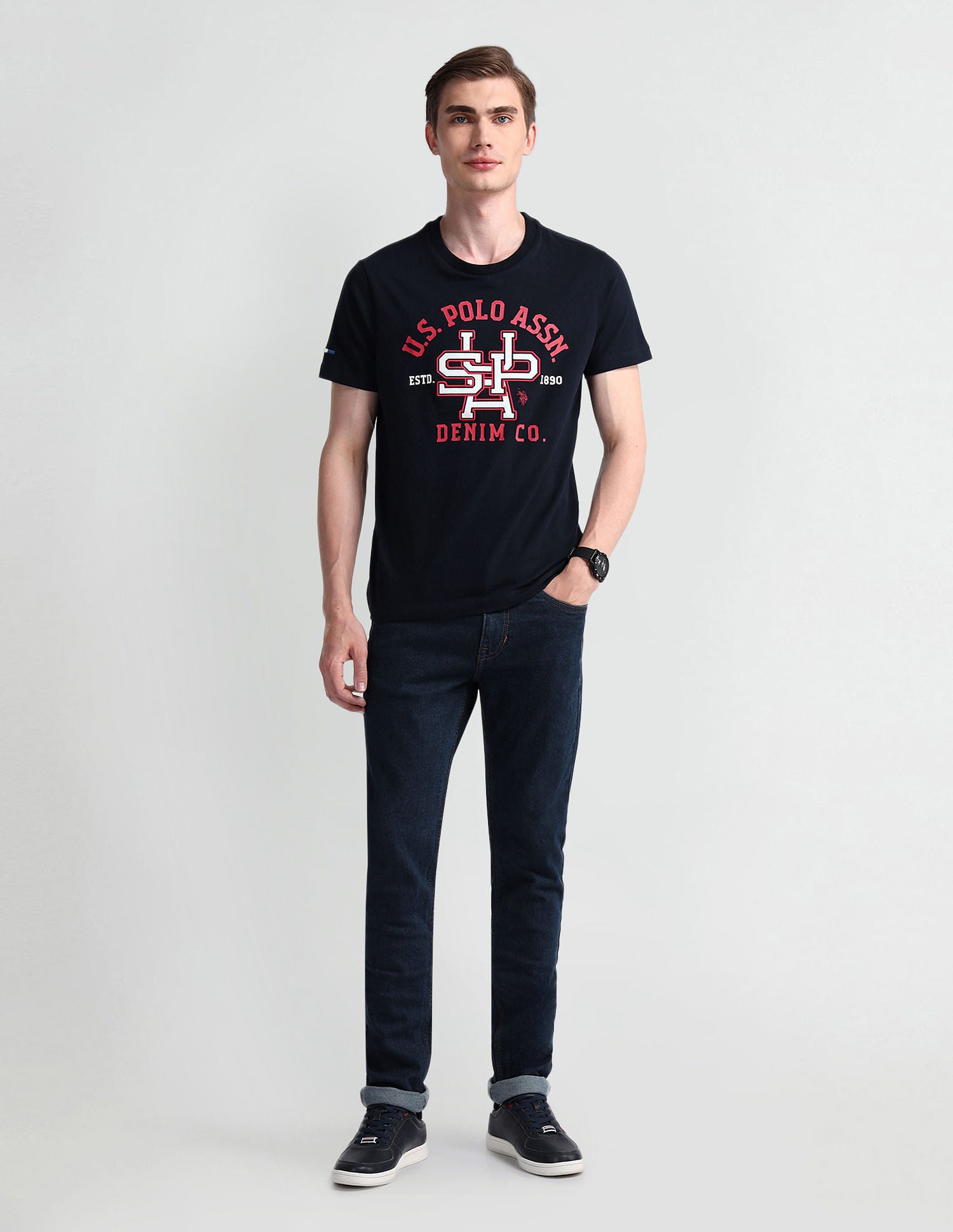 Muscle Fit Typography T-Shirt Red - U.S. Polo Assn. India | Large