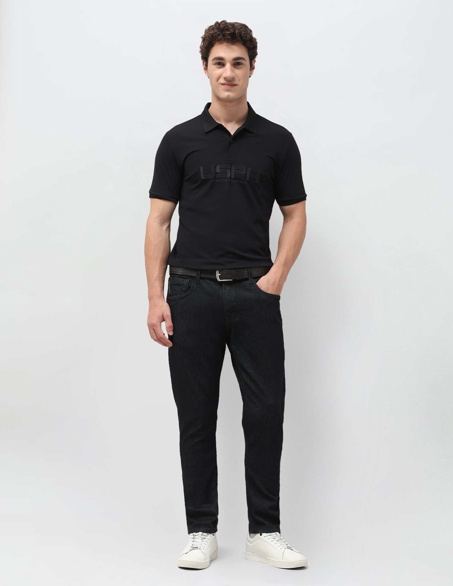 Henry Tapered Cropped Fit Black Jeans Black - U.S. Polo Assn. India | Large