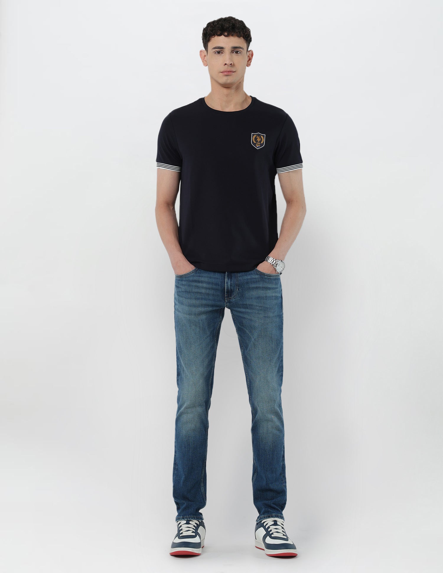 Textured Regular Fit T-Shirt Navy - U.S. POLO ASSN. | Large