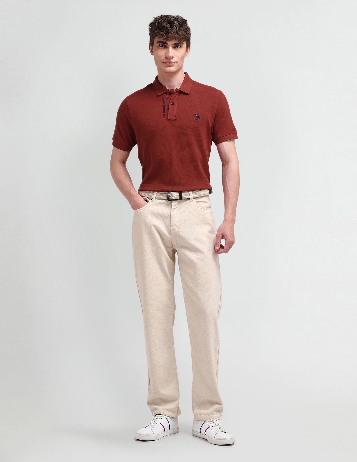 Muscle Fit Solid Polo Shirt Rust - U.S. Polo Assn. India | Large