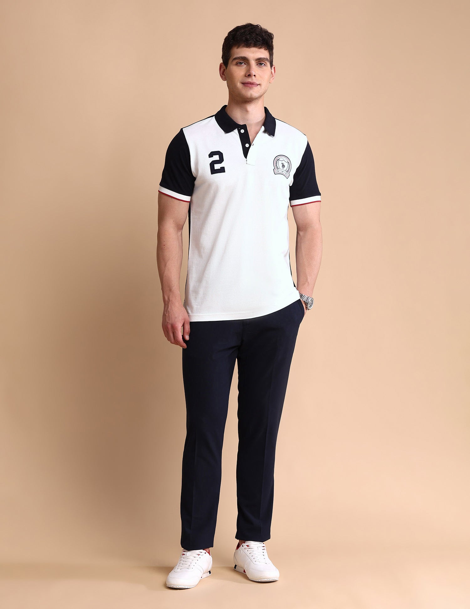 Slim Fit Iconic Number Polo Shirt Off White - U.S. POLO ASSN. | Large