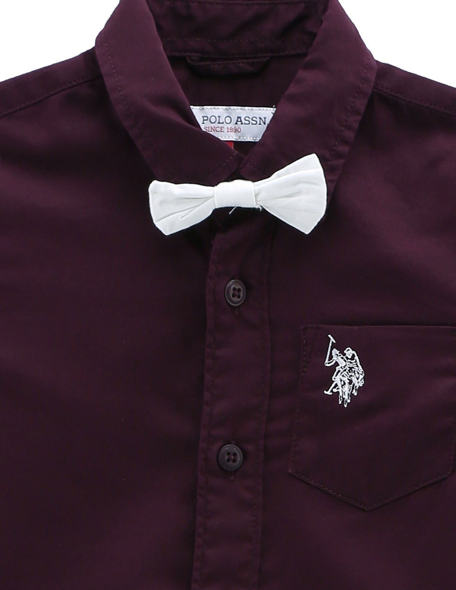 Boys Solid Cotton Sateen Shirt Wine - U.S. POLO ASSN. | Large