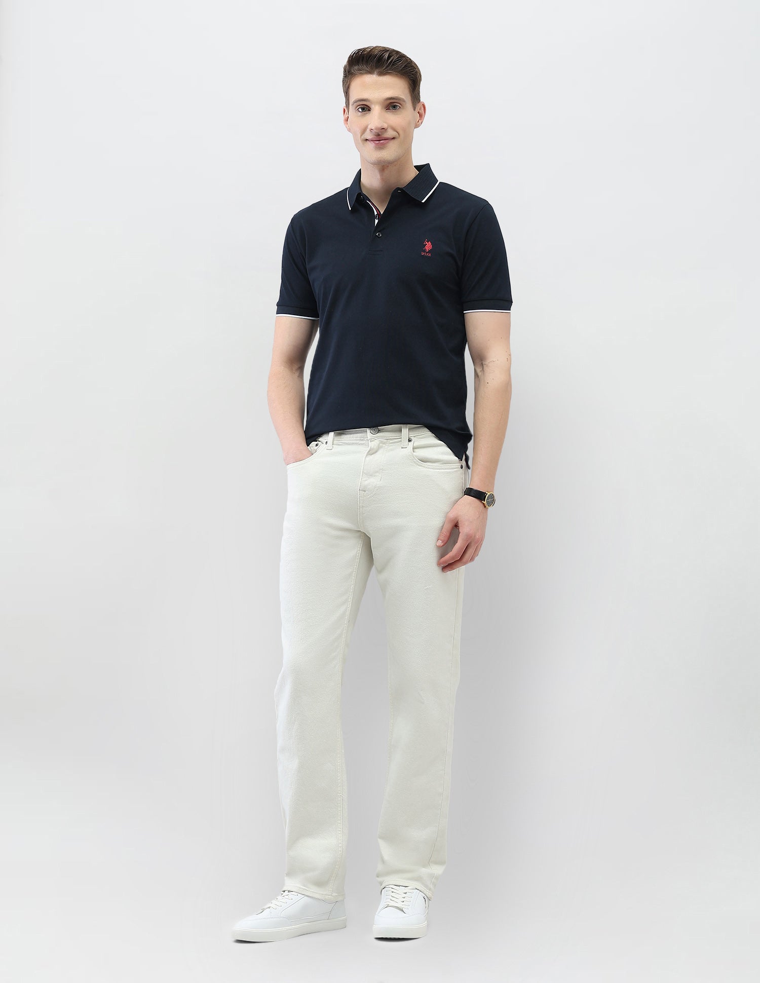 Solid New Port Marina Polo Shirt Navy - U.S. Polo Assn. India | Large
