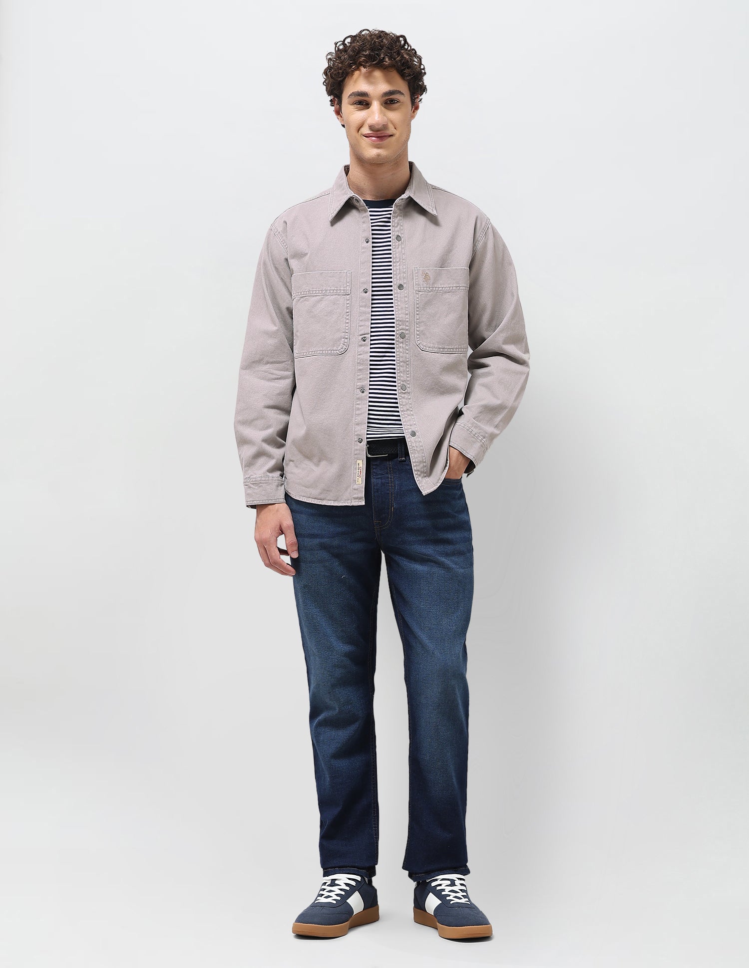 Solid Relaxed Fit Shirt Grey - U.S. Polo Assn. India | Large