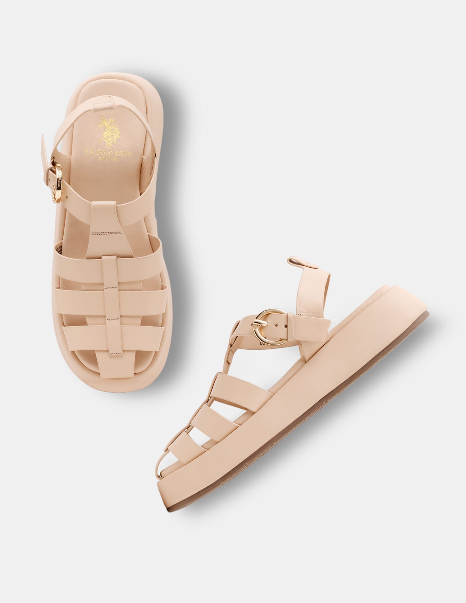 Women Multi Strap Nara Buckle Sandals Nude - U.S. Polo Assn. India | Large