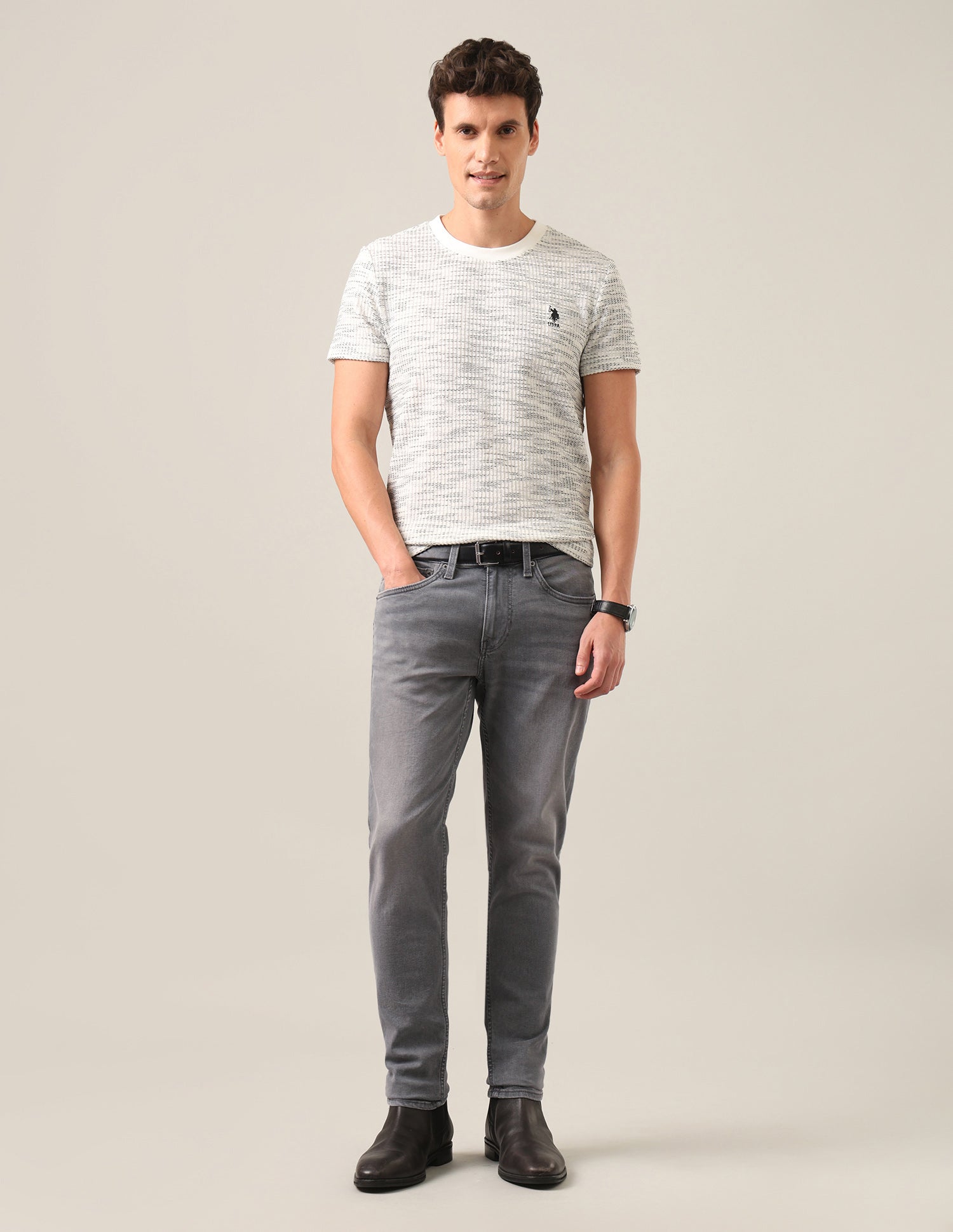 Brandon Slim-Tapered Fit Grey Jeans Grey - U.S. Polo Assn. India | Large