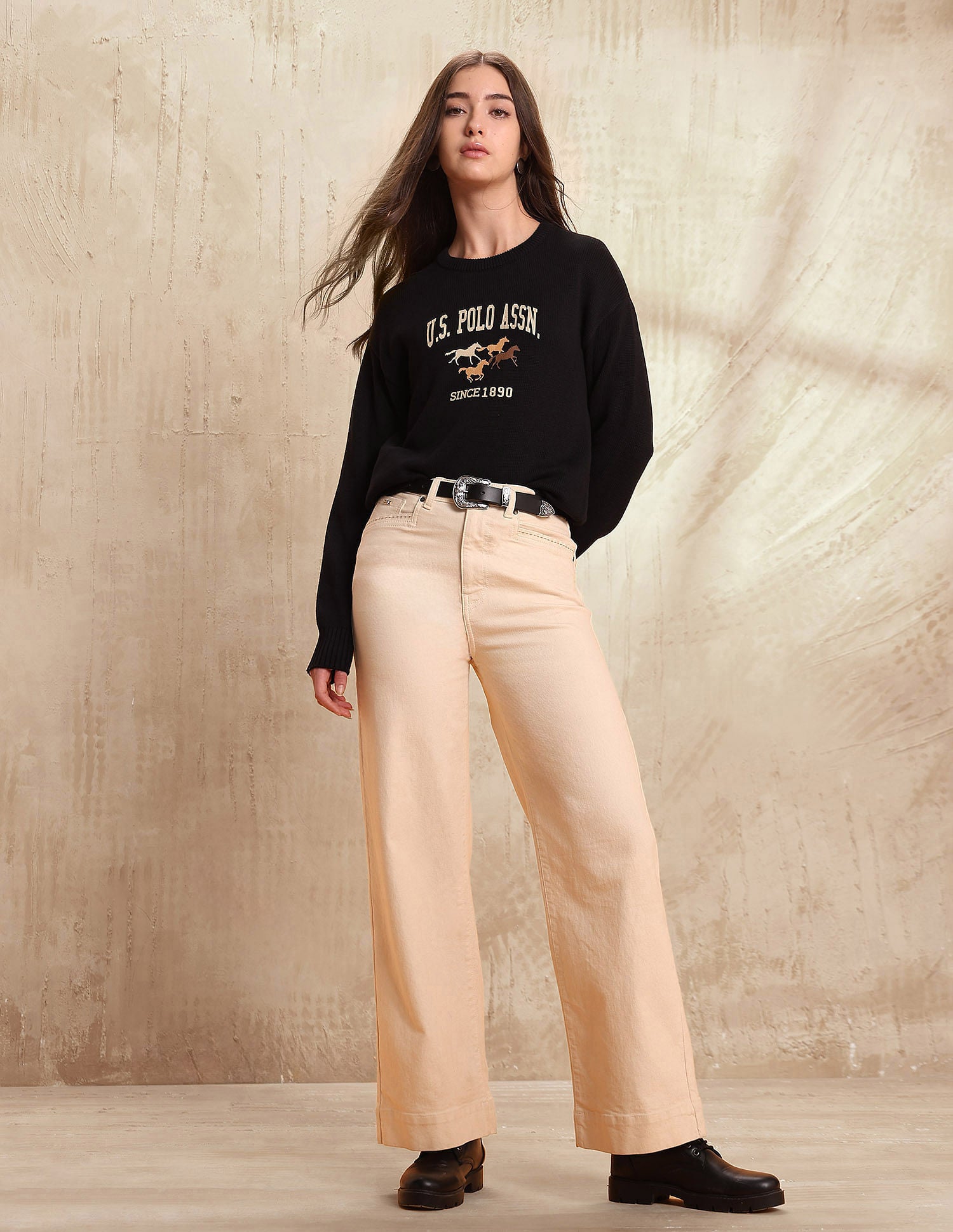 Regular Fit Brand Printed Sweater Black - U.S. POLO ASSN. | Large