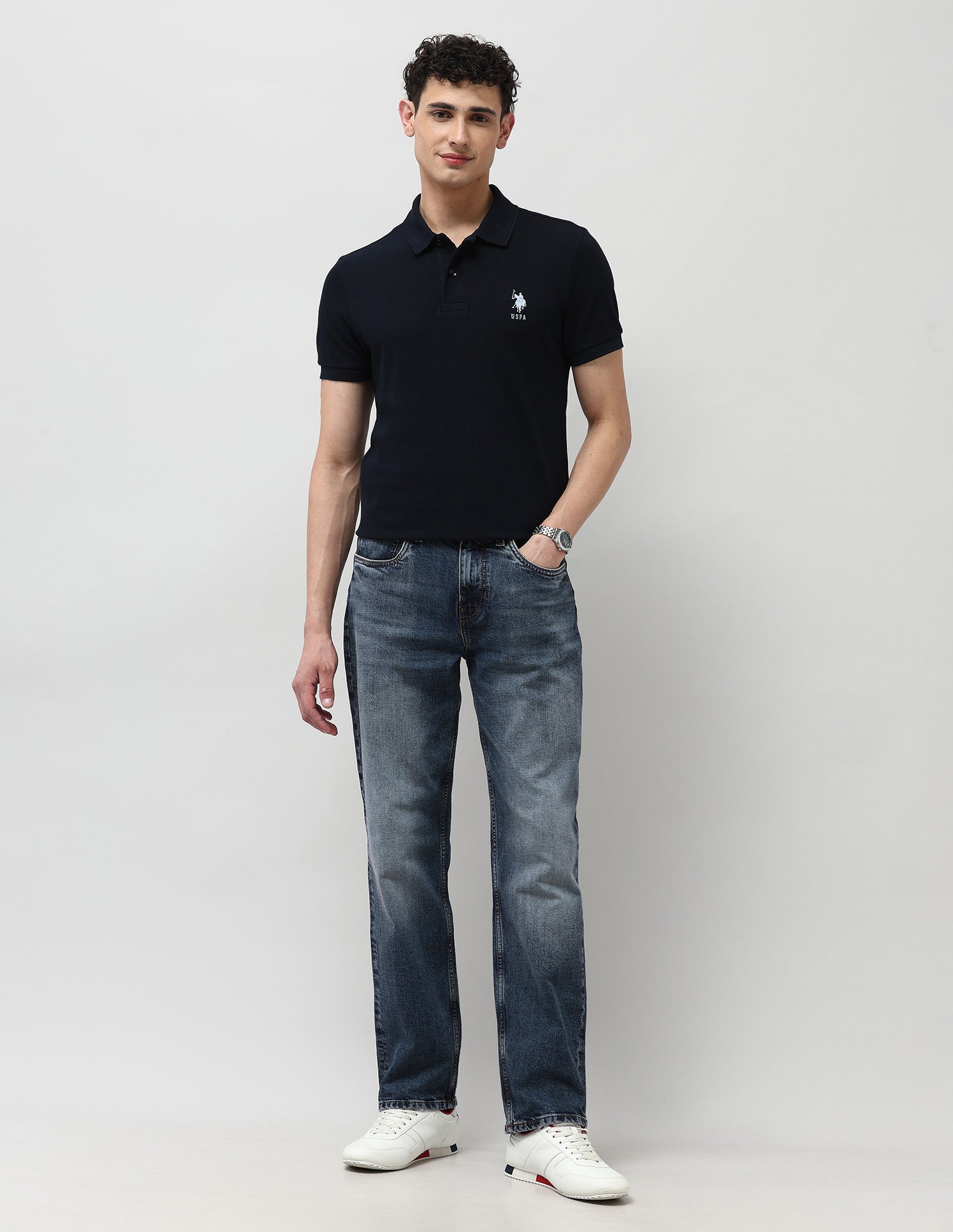 Shawn Relaxed Fit Blue Jeans Rags Wash - U.S. POLO ASSN. | Large