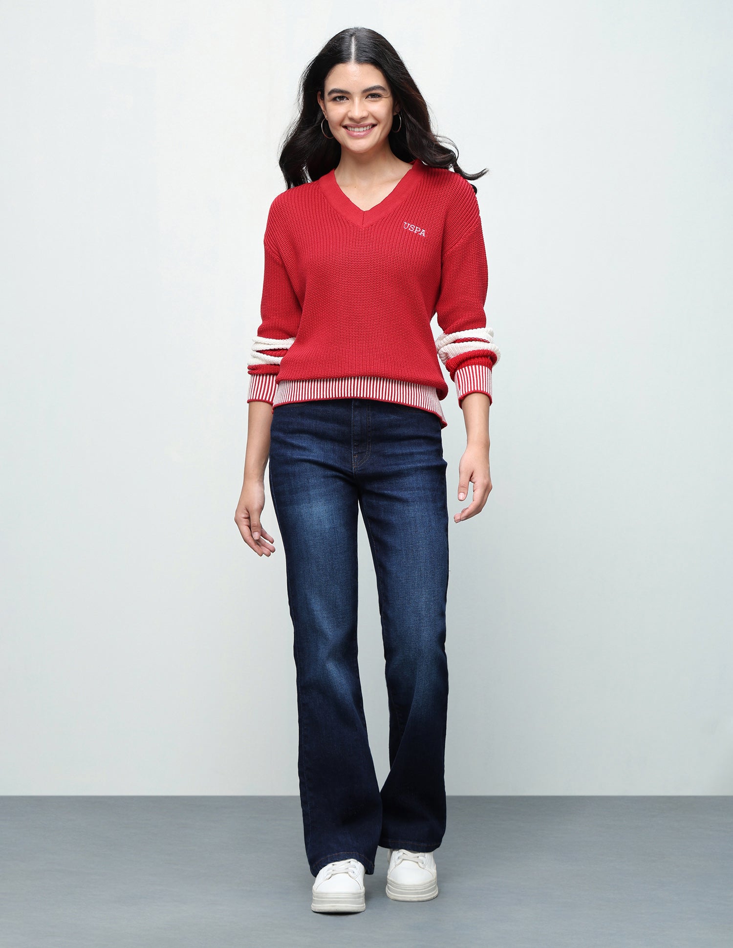 Patterned Knit Regular Fit Sweater Red - U.S. Polo Assn. India | Large