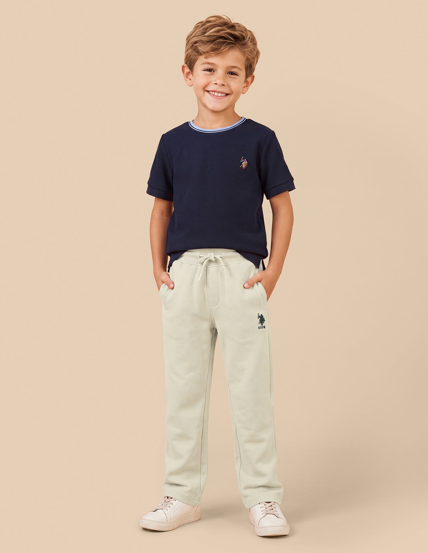 Mid Rise Regular Fit Track Pants Cream - U.S. Polo Assn. India | Large